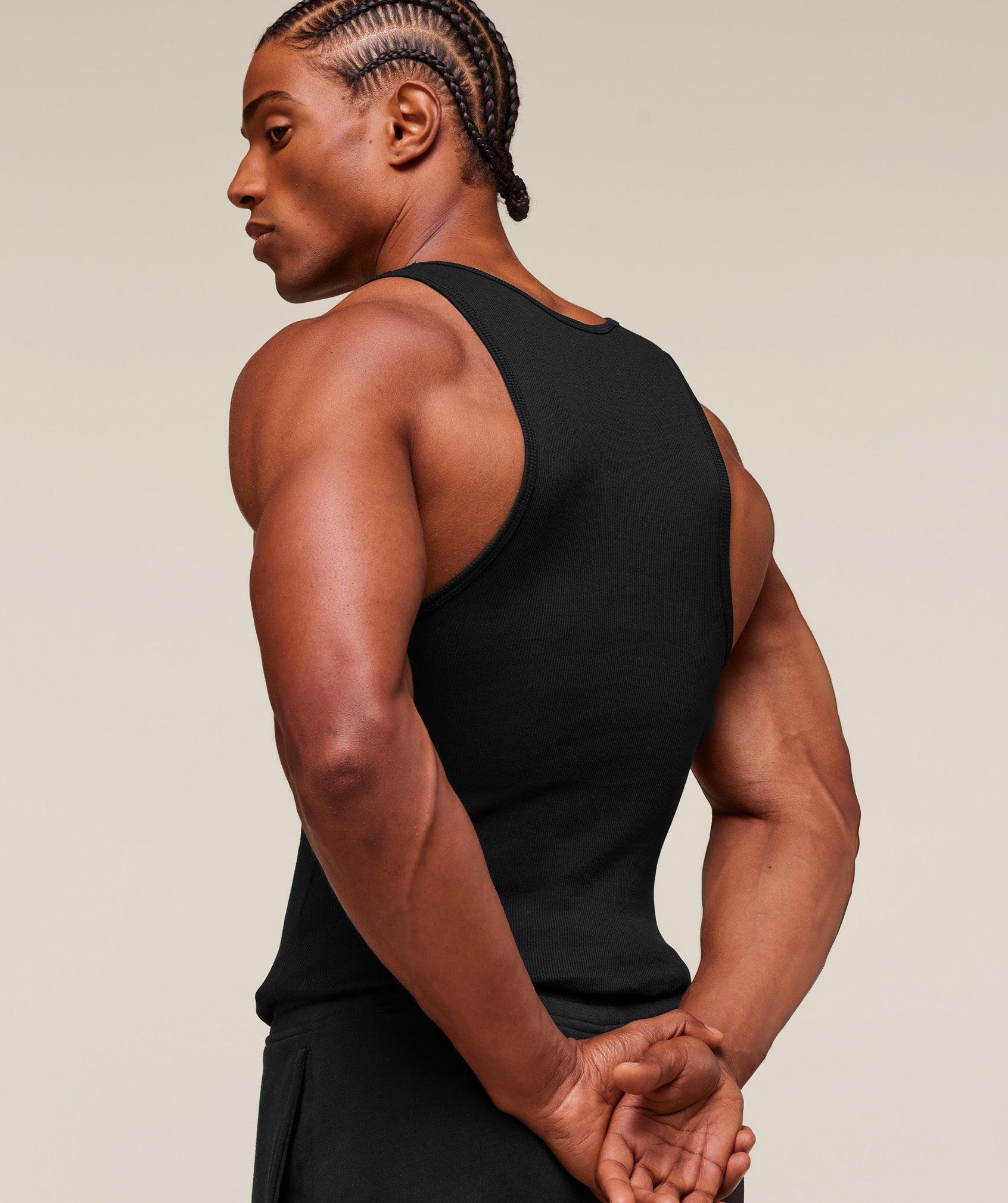 Gymshark Ribbed Tank 3 Pack - Black Male Product Image