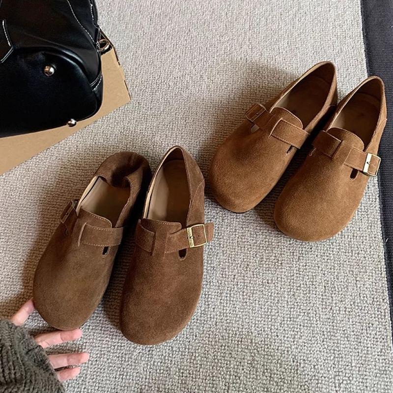 Platform Buckled Suede Slip Ons Product Image