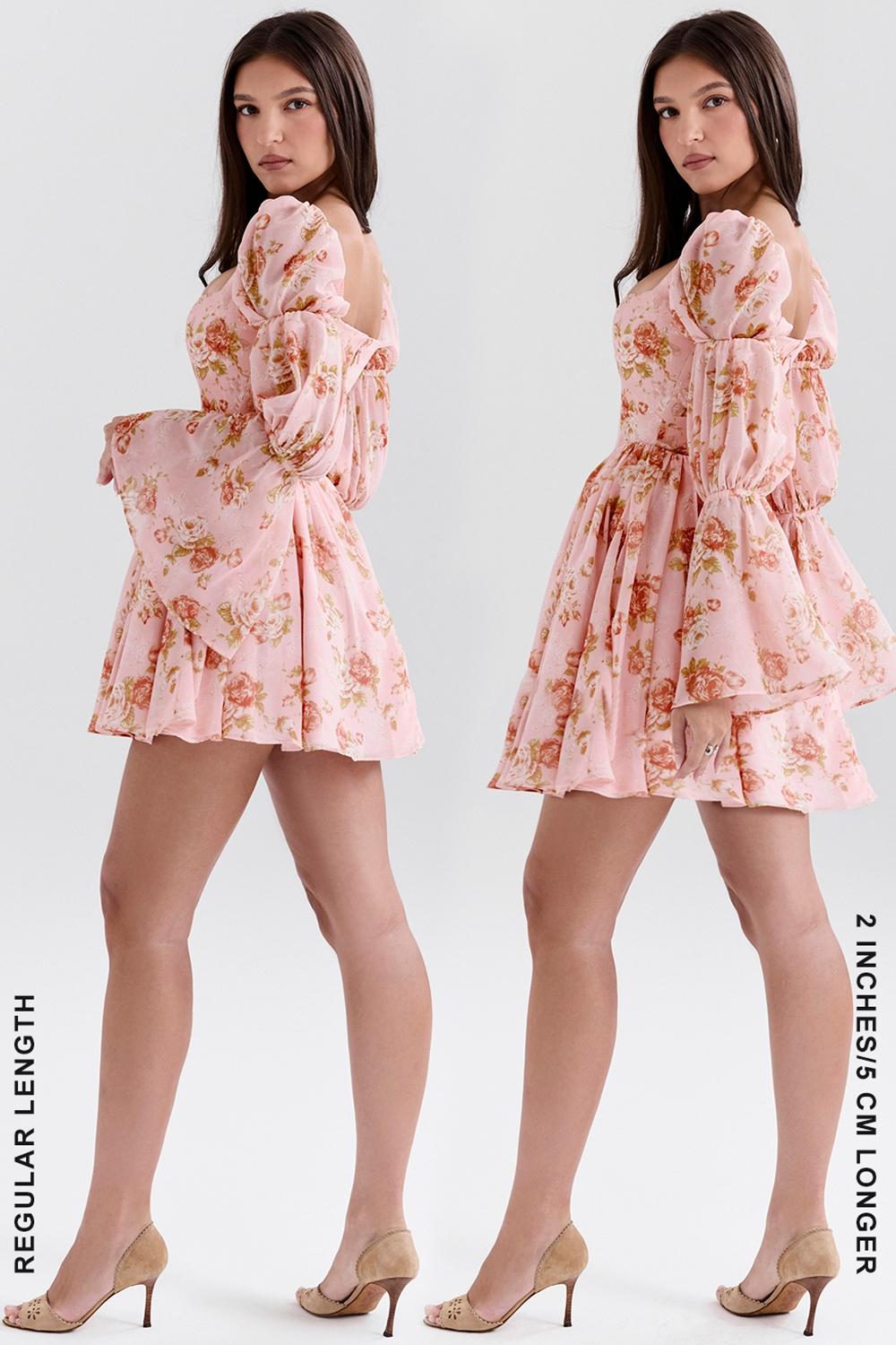 Sancia  english vintage rose print puff sleeve mini dress Product Image