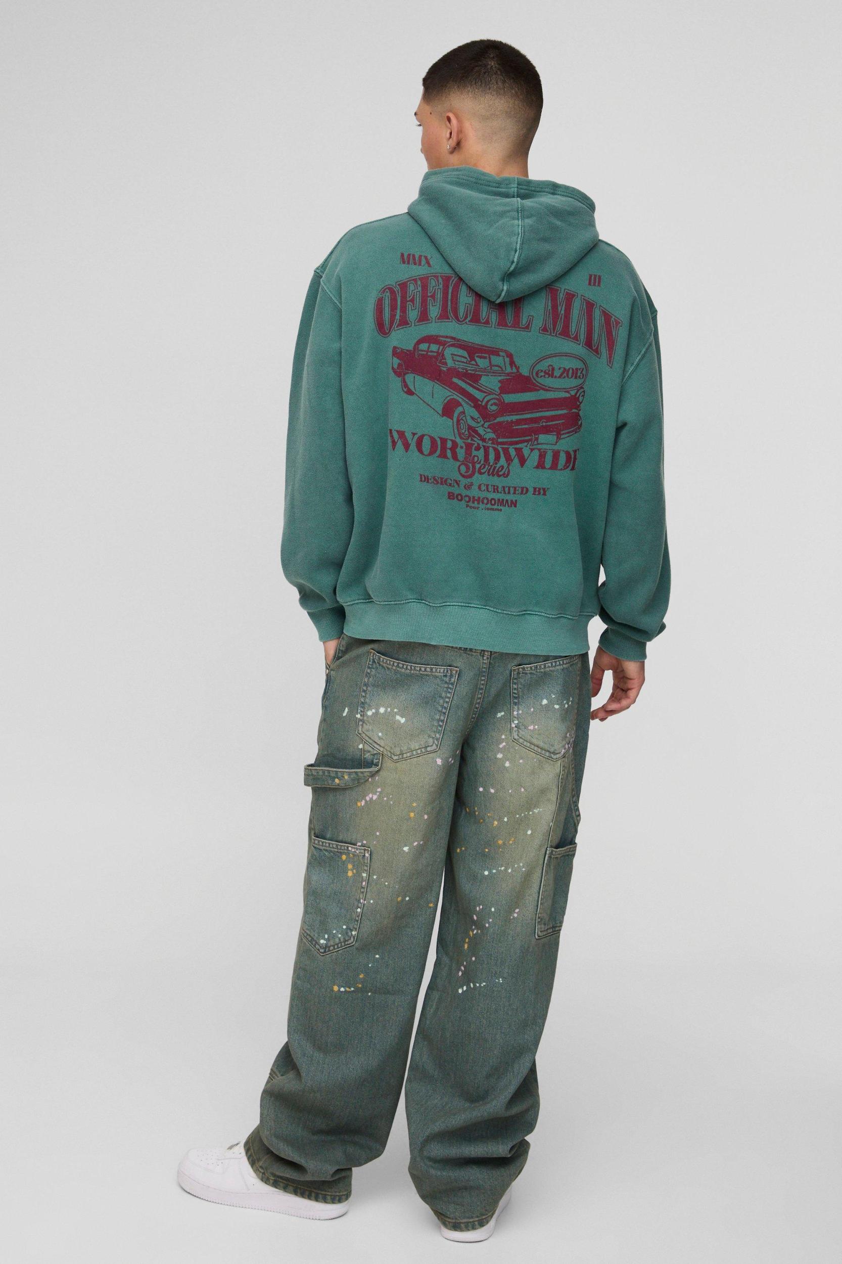 Relaxed Rigid Paint Splatter Carpenter Denim Jeans | boohooMAN USA Product Image