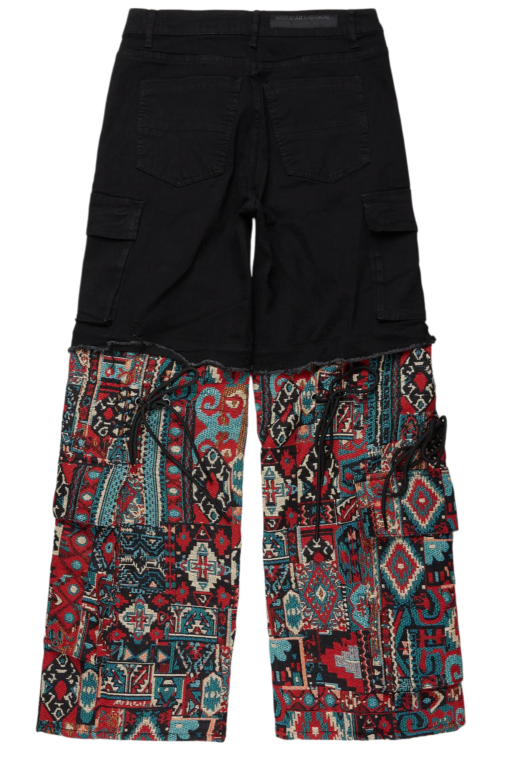 Baatar Jet Black Tapestry Baggy Fit Jean Male Product Image