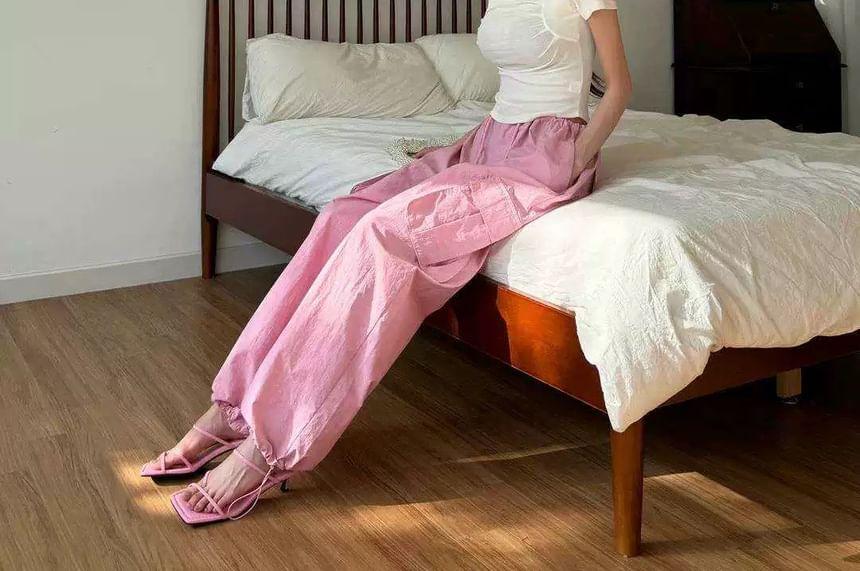 Drawstring Monotone Cargo Pants Product Image