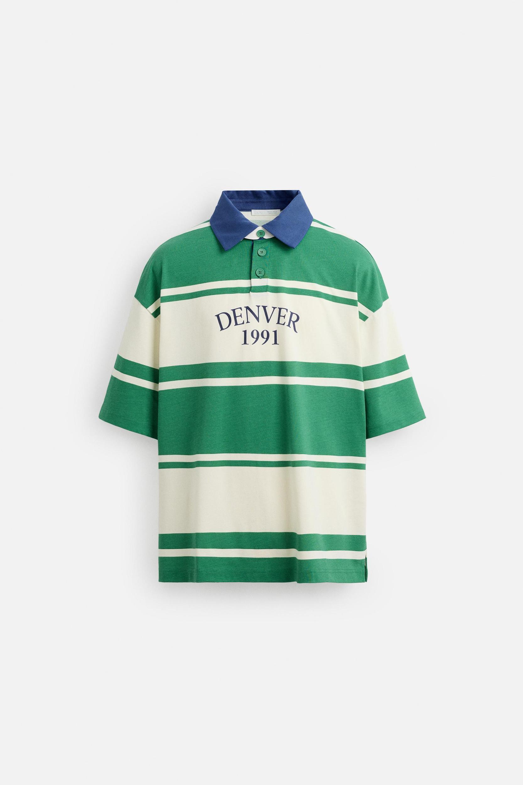 STRIPED TEXT POLO SHIRT Product Image