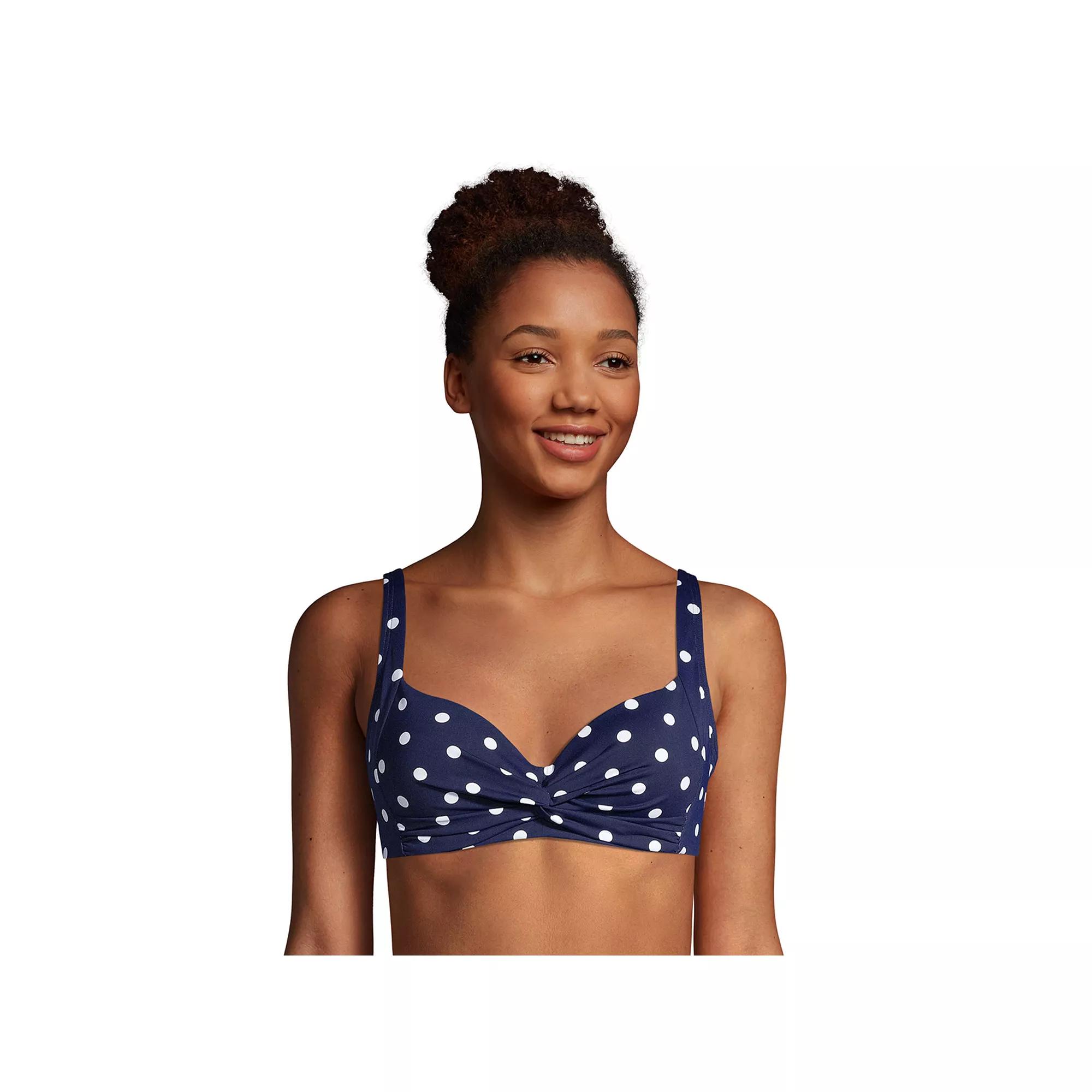 Women's Lands' End DDD-Cup Twist-Front Underwire Bikini Top, Size: 6 Ddd, Deep  Polka Dot Product Image