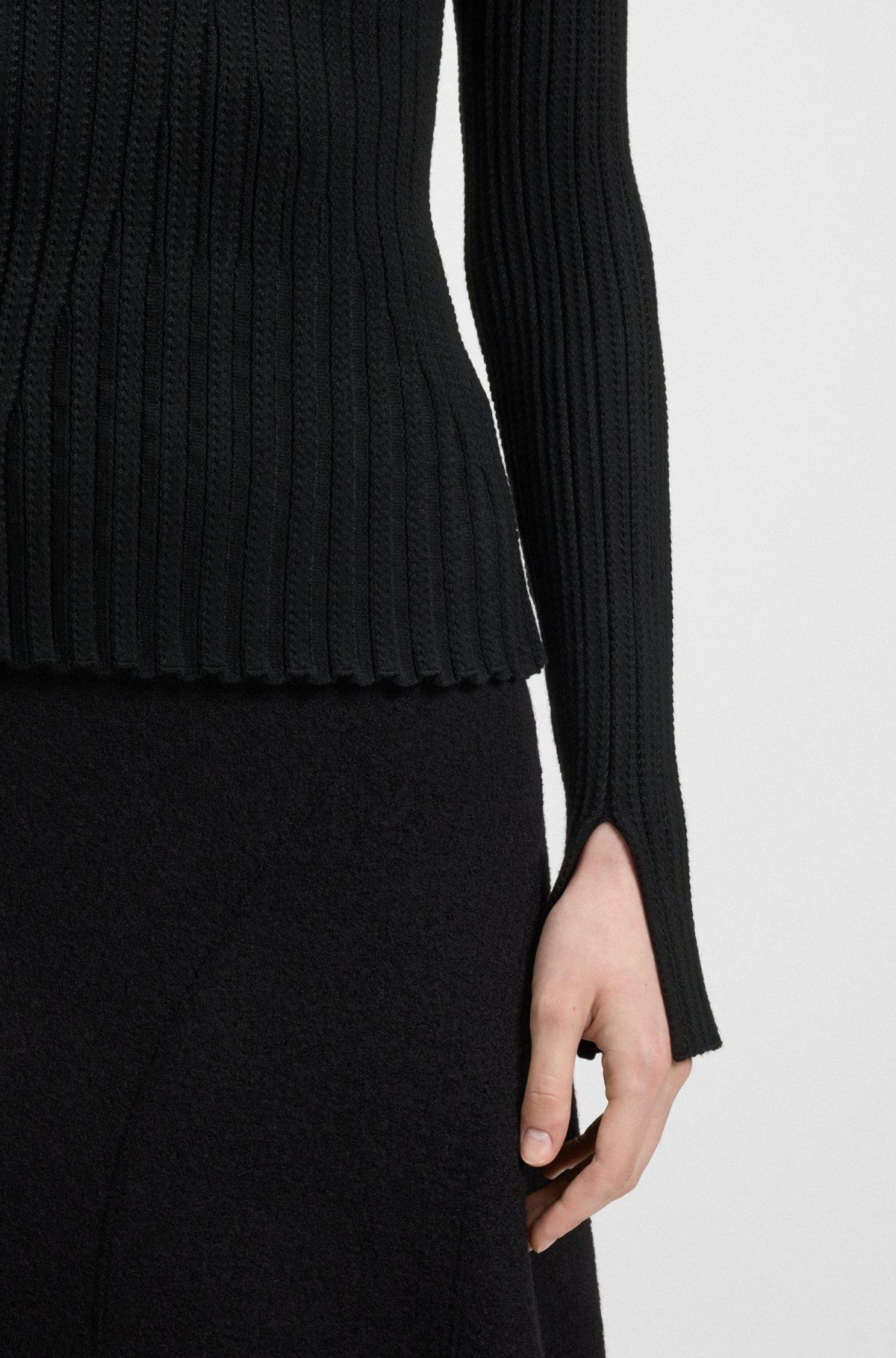 Knitted sweater in stretch fabric with two-tone pattern Product Image