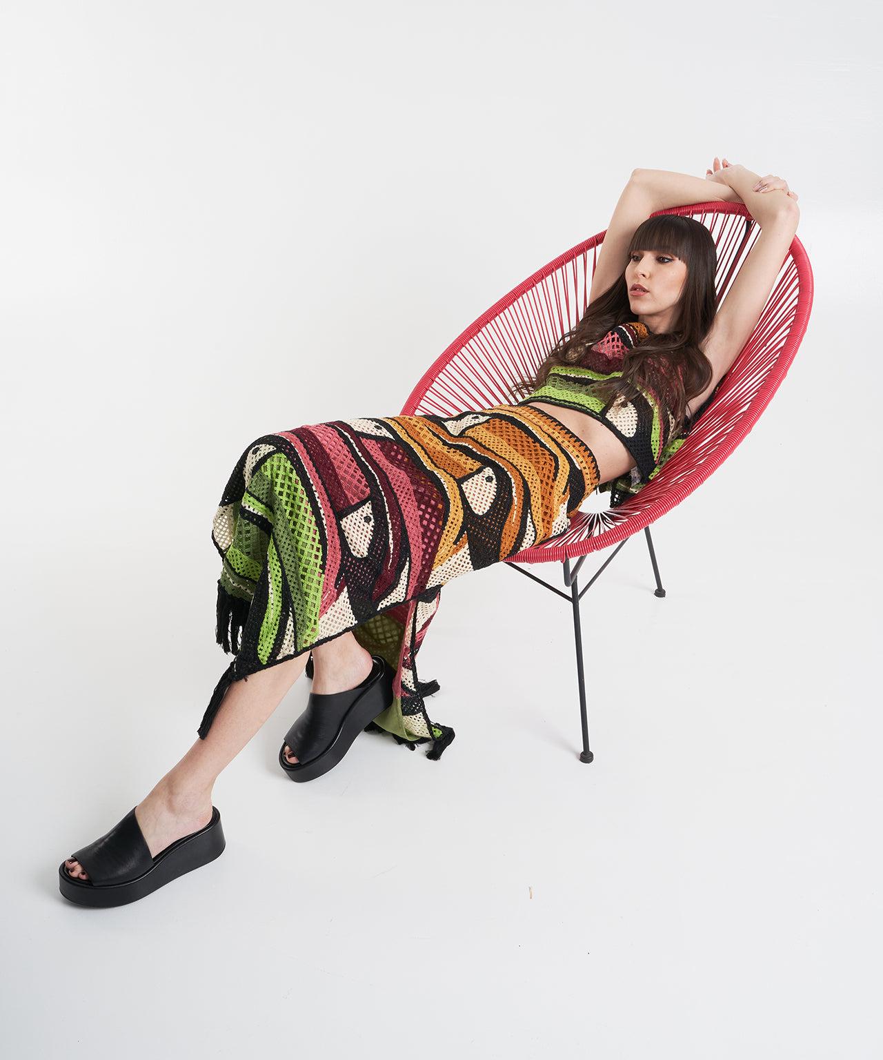 Crochet maxiskirt with fringes Product Image