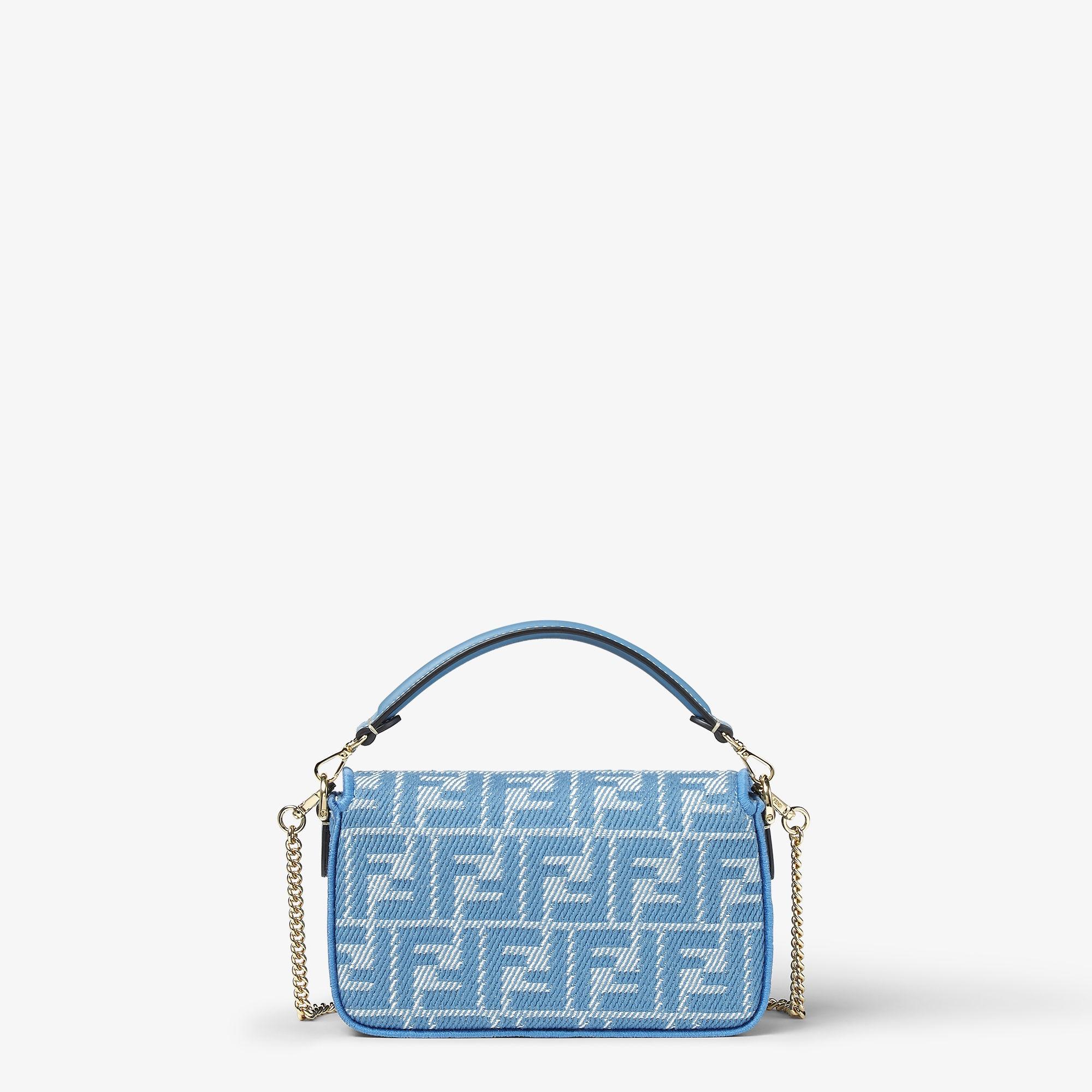 Baguette MiniBlue denim-effect FF jacquard bag Product Image