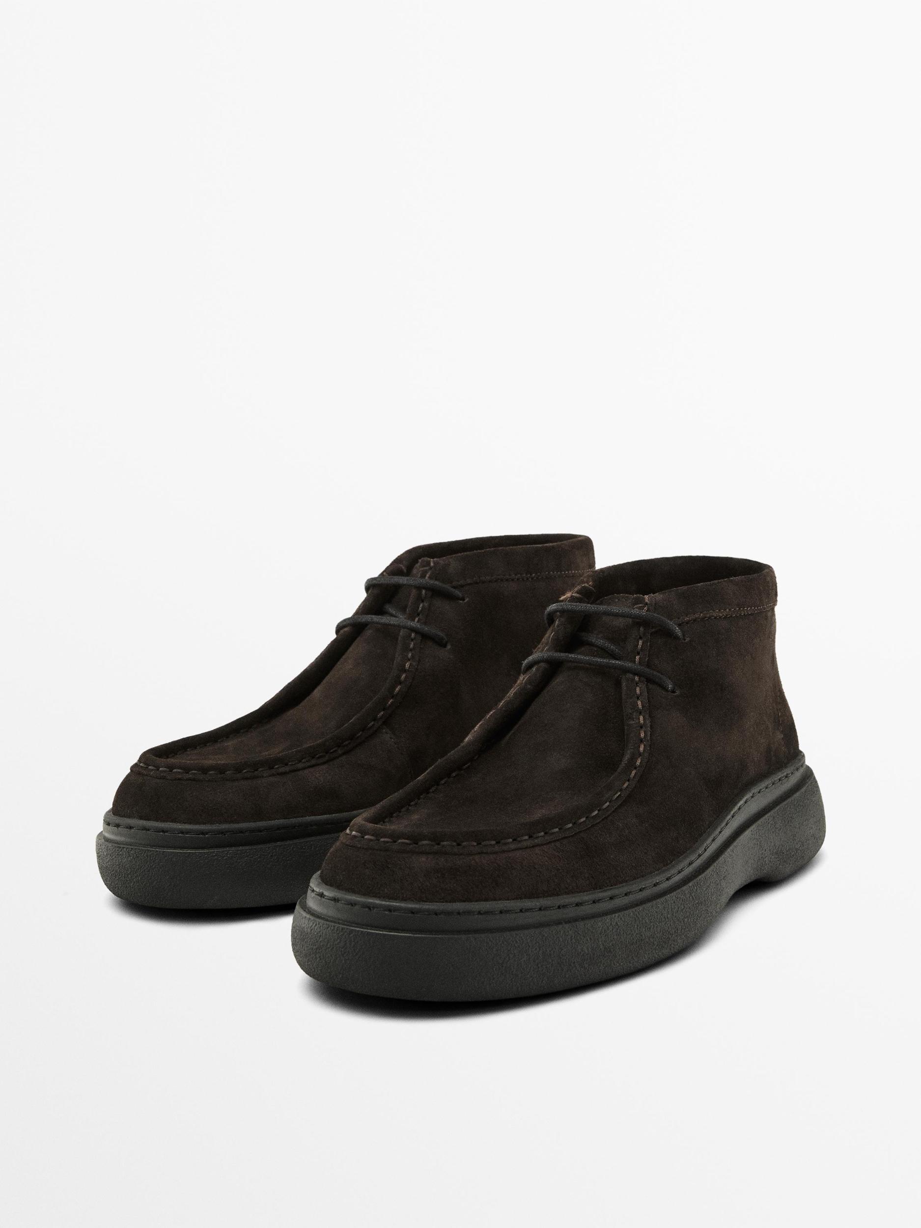 Moc toe split suede ankle boots Product Image