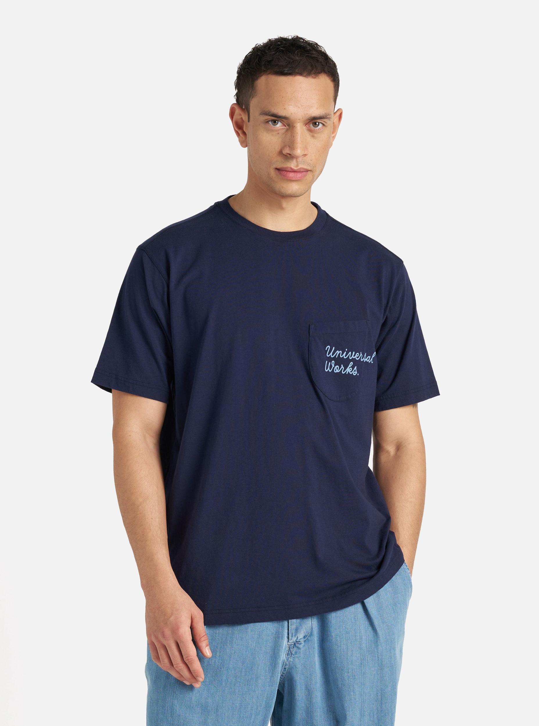 Bright Navy Organic Jersey Print Pocket Tee Product Image