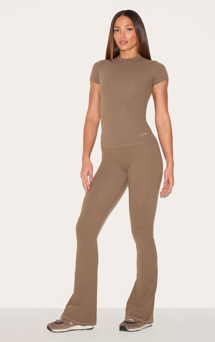 Tall Mocha Core Collection Tab Snatched Sculpt Short Sleeve T Shirt Product Image