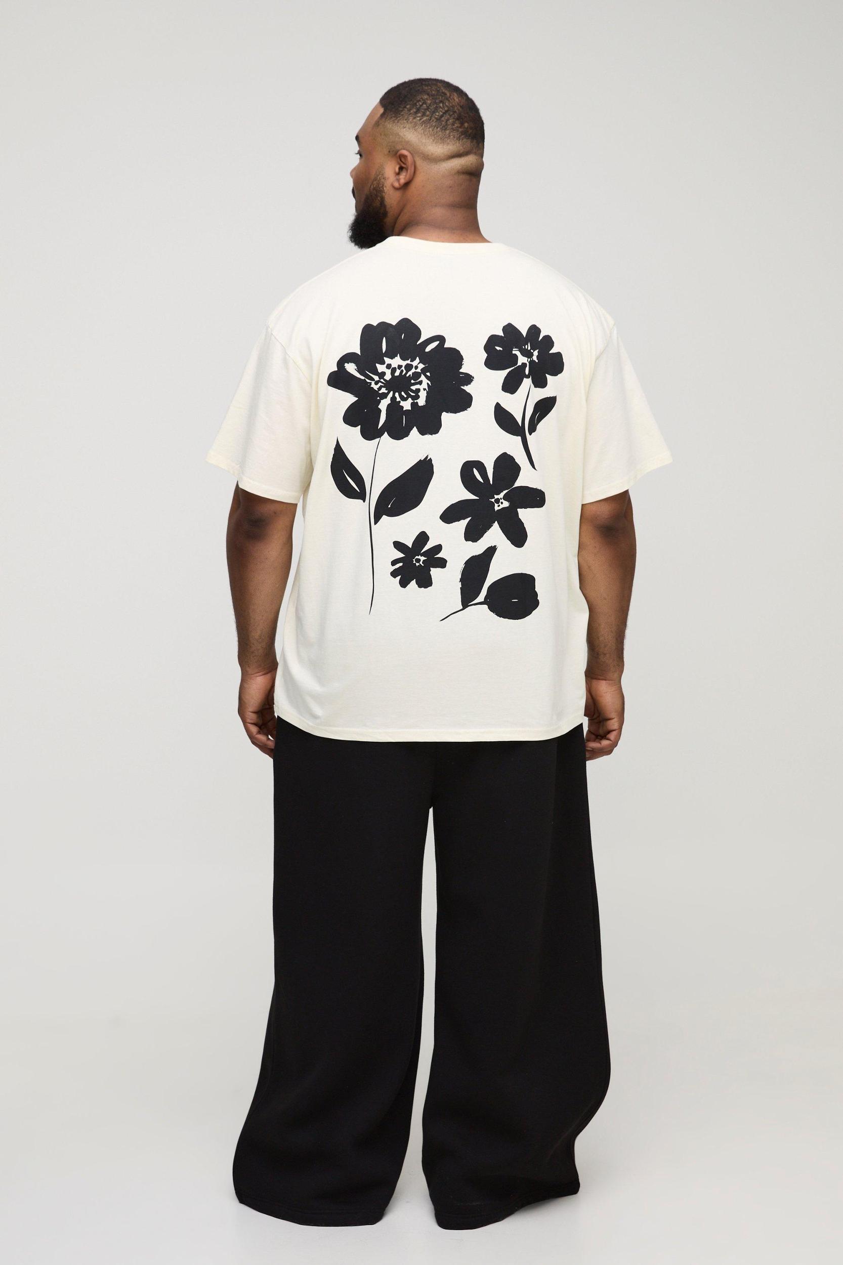 Plus Floral Graphic Oversized T-Shirt | boohooMAN USA Product Image