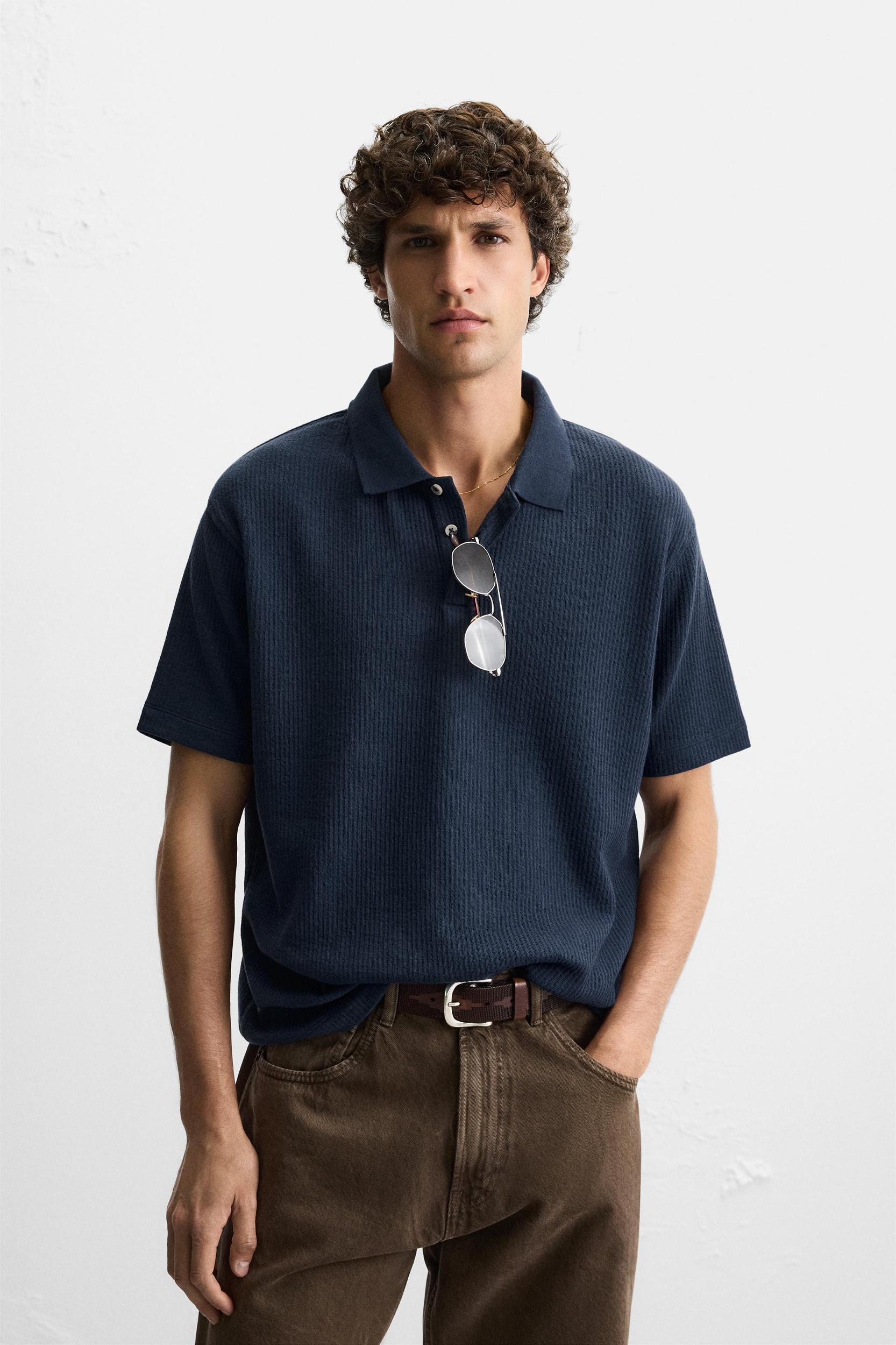 VERTICAL TEXTURED POLO SHIRT Product Image