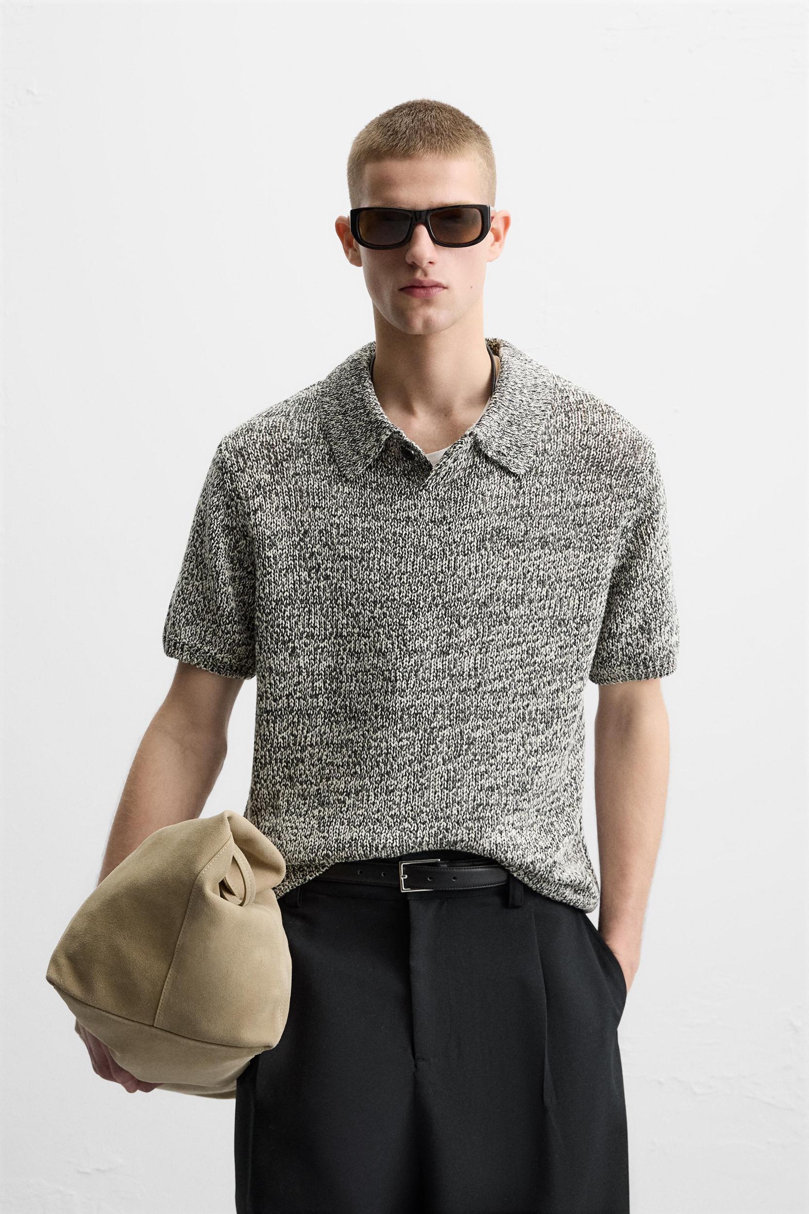 SHINY KNIT POLO SHIRT Product Image