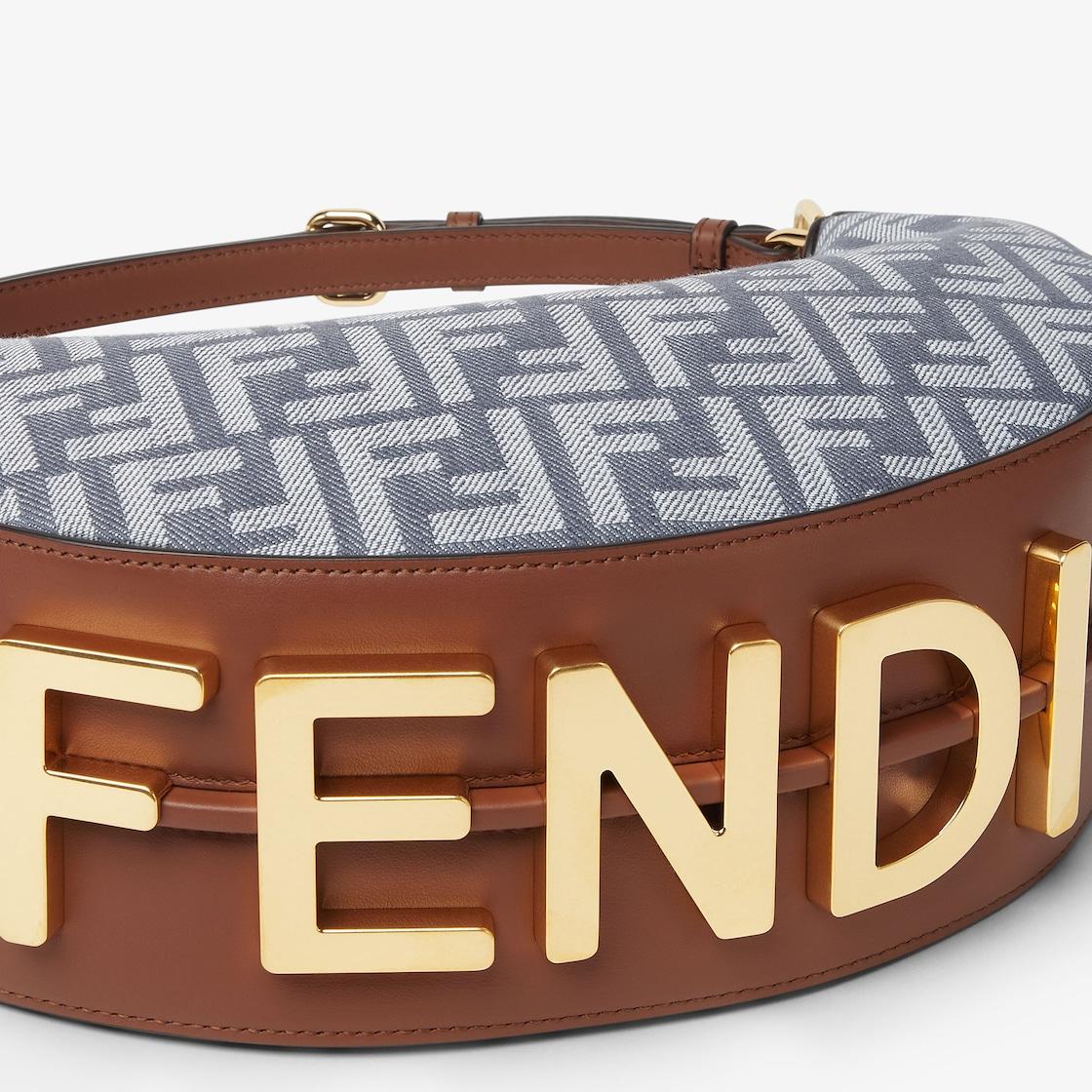 Fendigraphy SmallBlue denim-effect FF jacquard bag Product Image