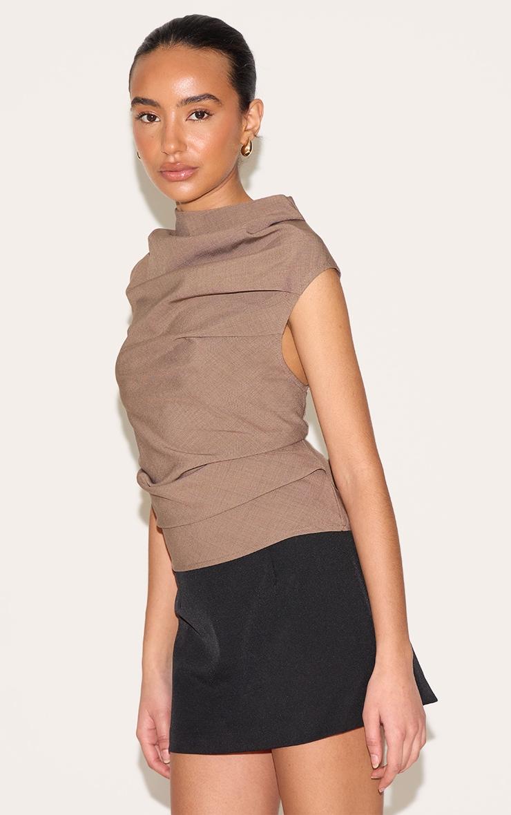  Petite Mushroom High Neck Cowl Top Product Image