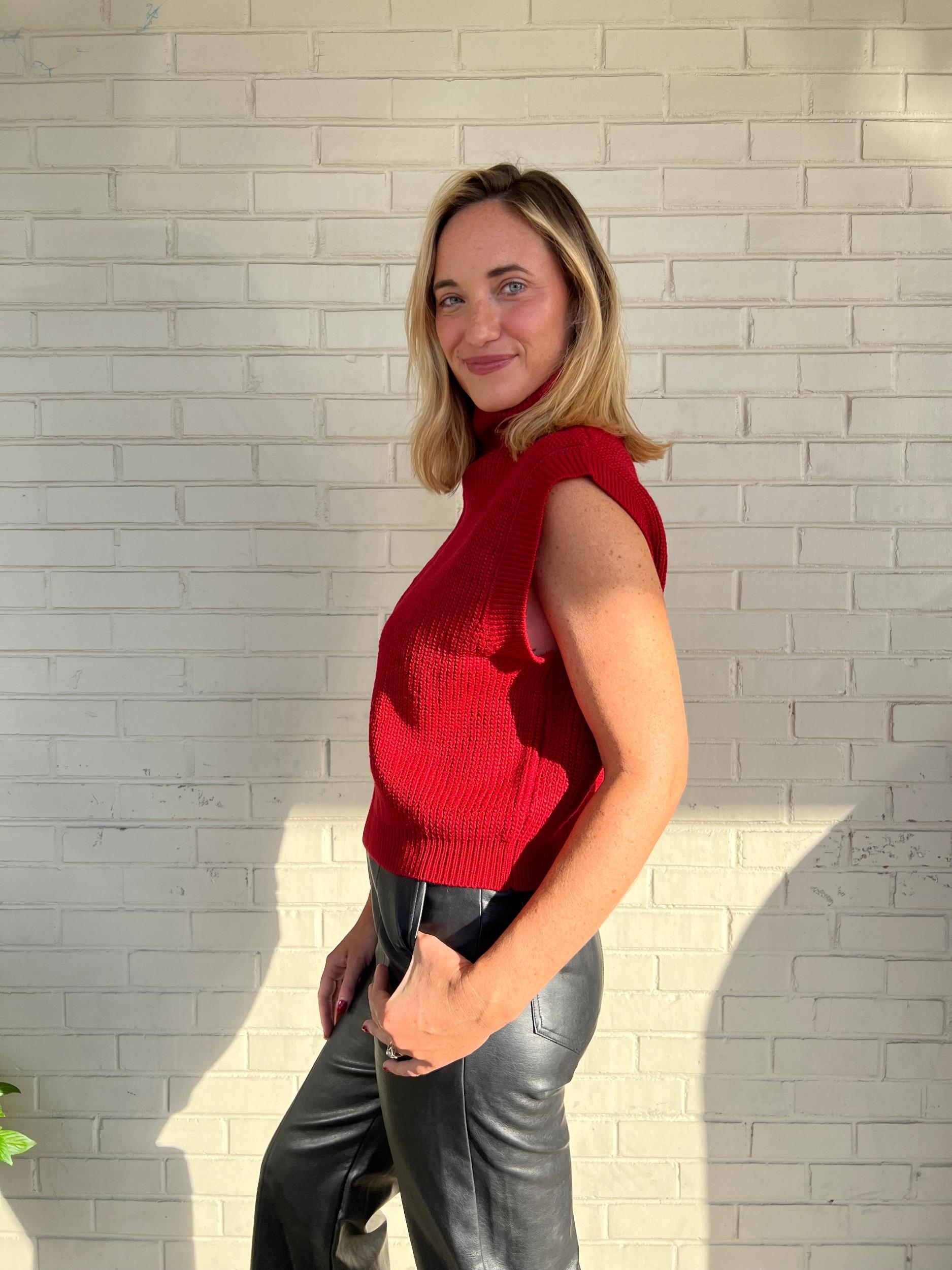 Romance Me Red Sweater Vest Product Image