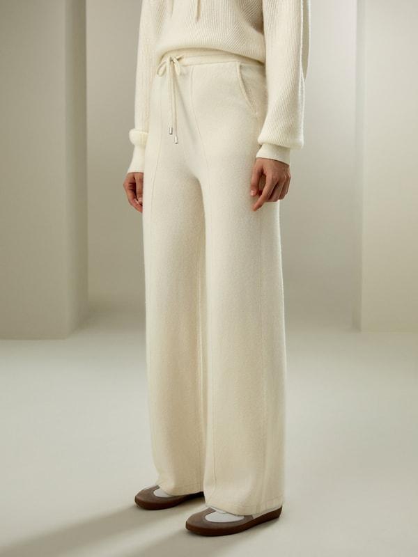 LILYSILK Cashmere Pant - for Women - White 100% Natural Cashmere - Breathable Regular Fit Pants S Product Image
