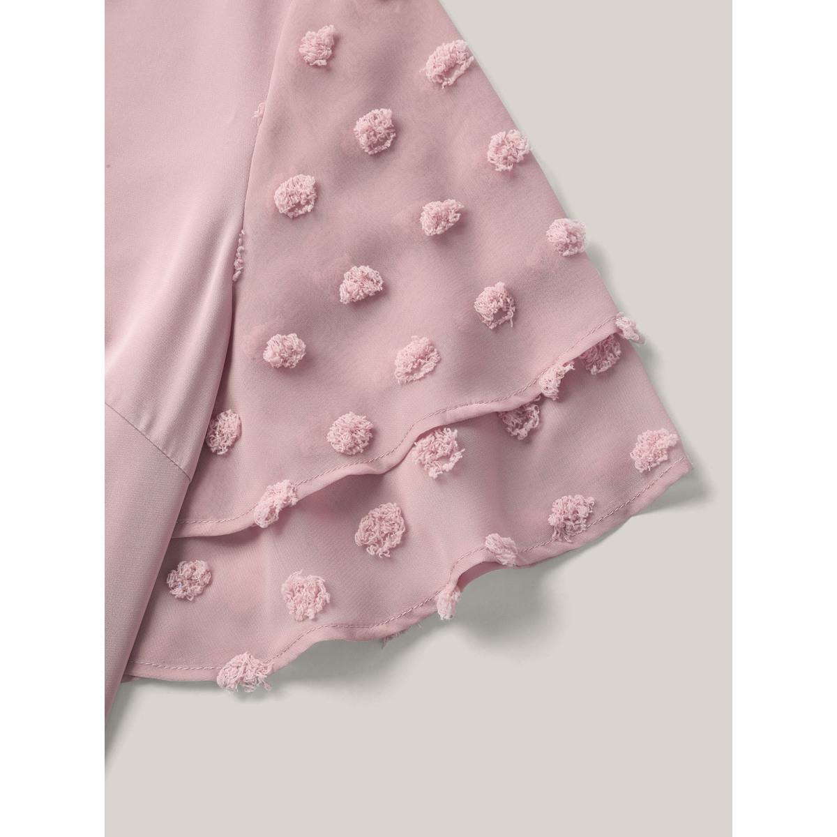 Plus Size Dirtypink Textured Layered Ruffle Sleeve Keyhole Blouse Women Elegant Half Sleeve Round Neck Everyday Blouses BloomChic 30/6X Product Image