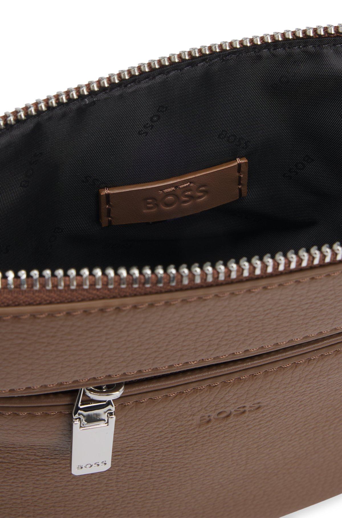 Embossed-logo envelope bag in Italian leather Product Image