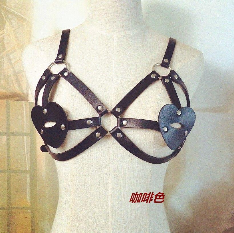 Heart Faux Leather Body Harness Lingerie Costume Product Image