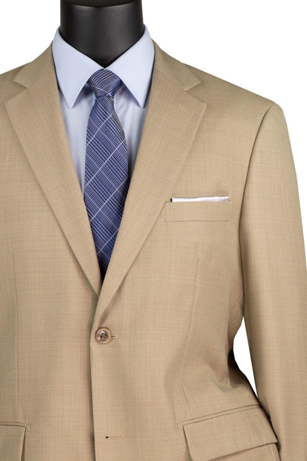 Monte Carlo Collection - Dress Suit 2 Piece 2 Button Textured Weave In Beige Product Image