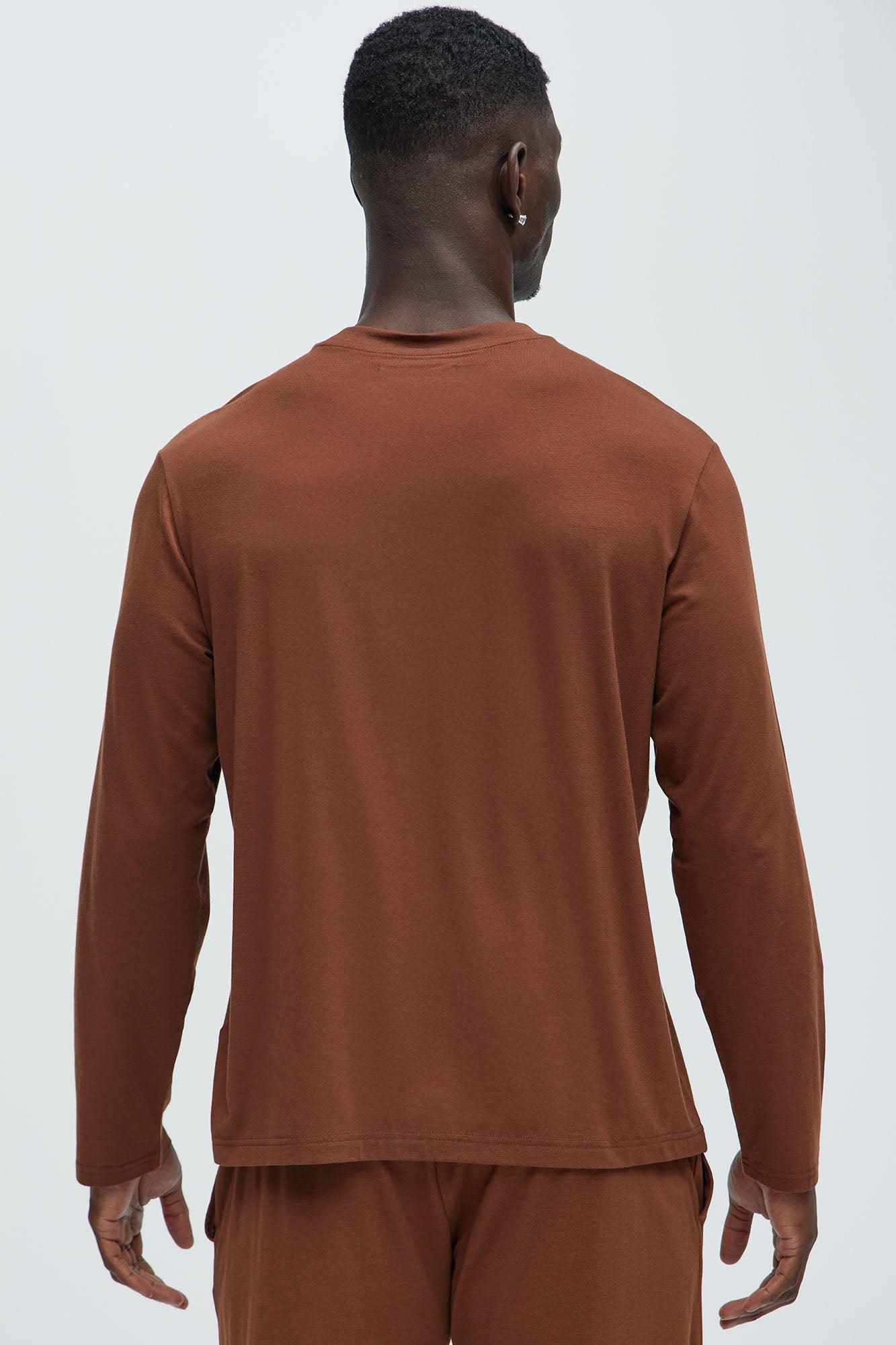 Essential Modal Lounge Long Sleeve Tee - Brown Product Image