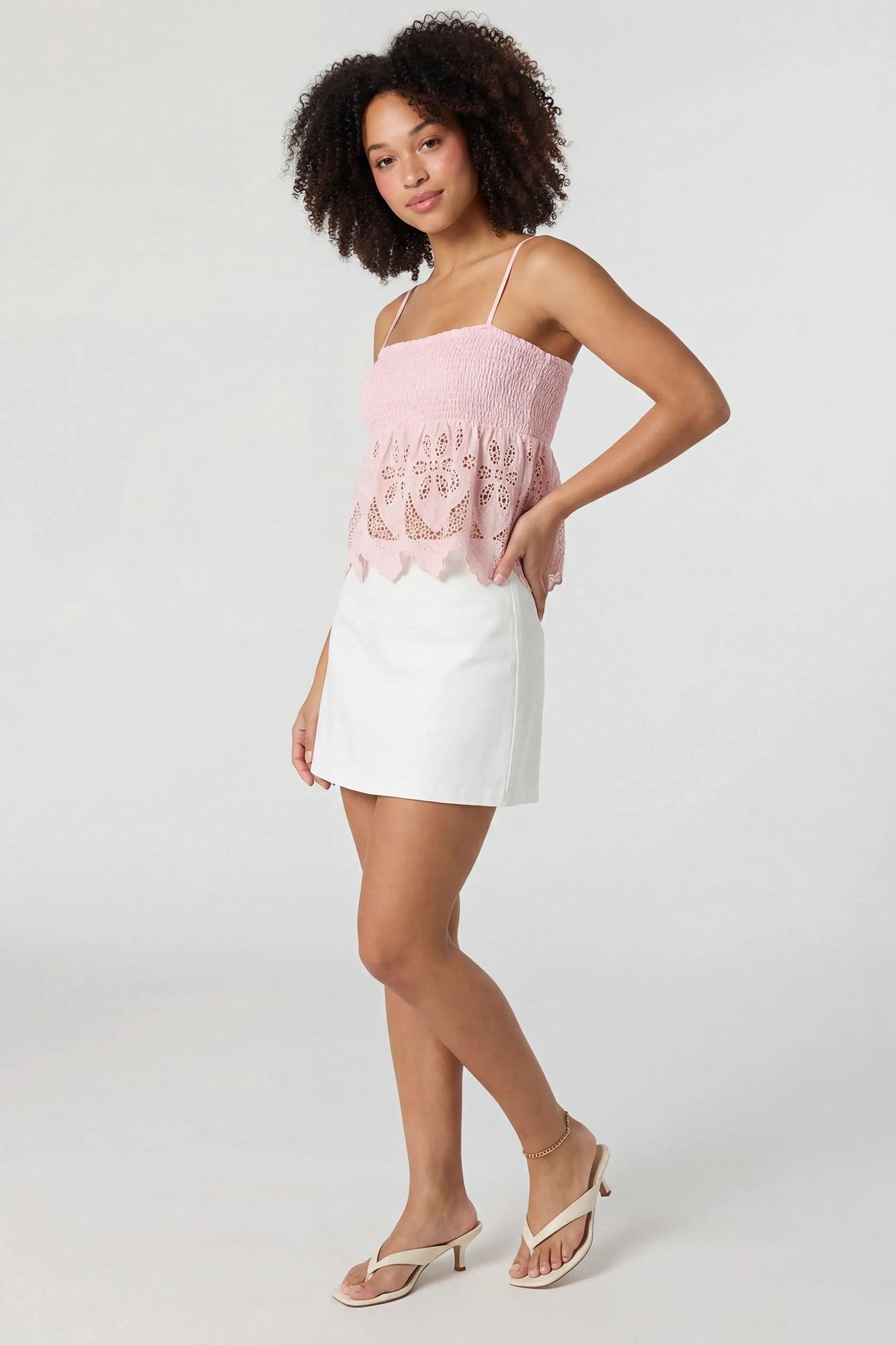 Eyelet Babydoll Tank Female Product Image
