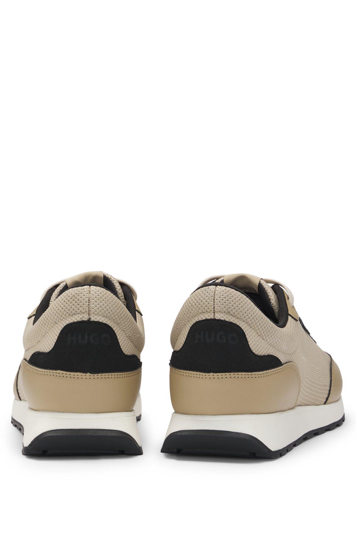 Knit-effect trainers with faux-leather trims Product Image