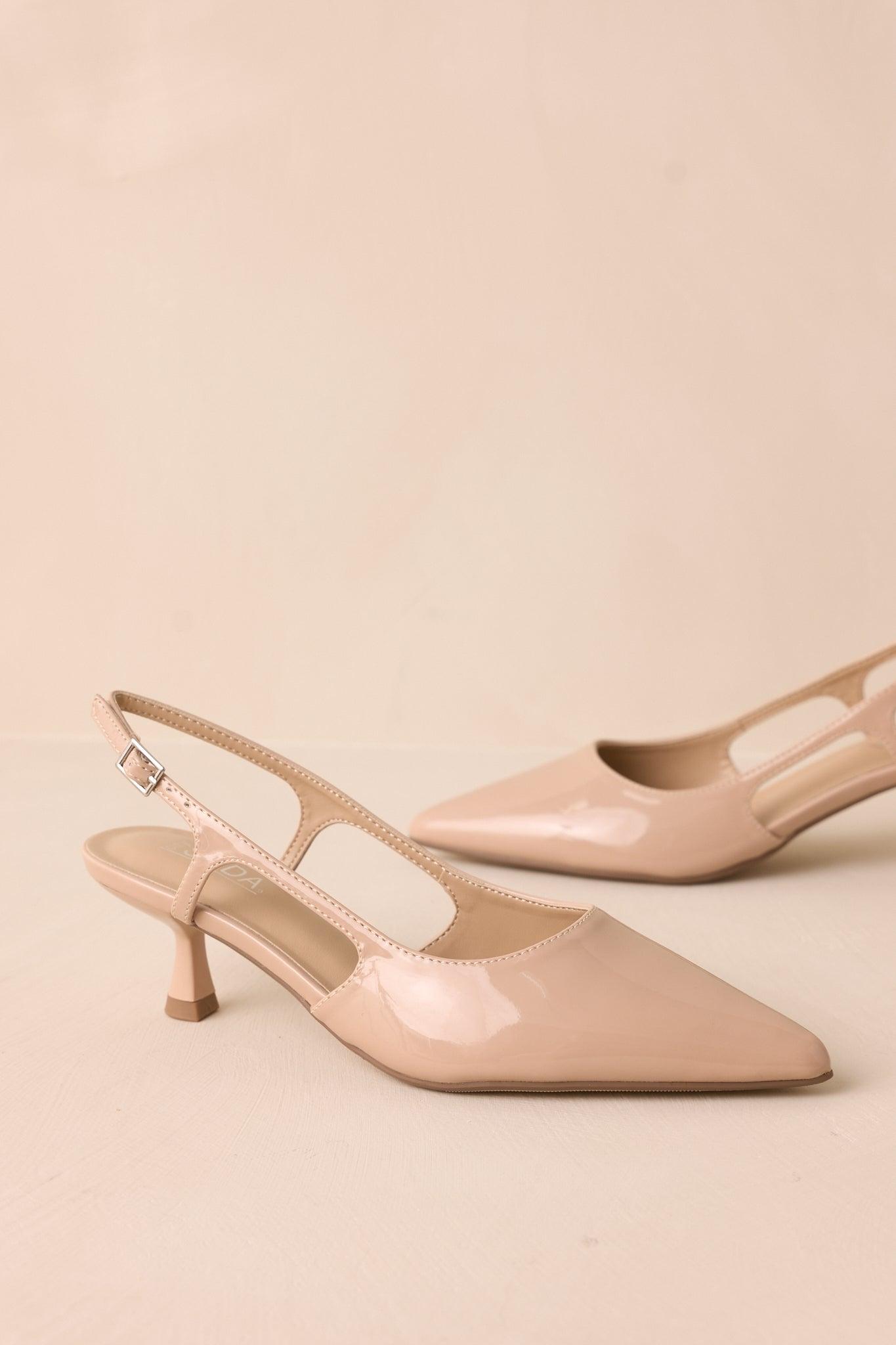 Fiercely Stunned Nude Patent Kitten Heels Product Image