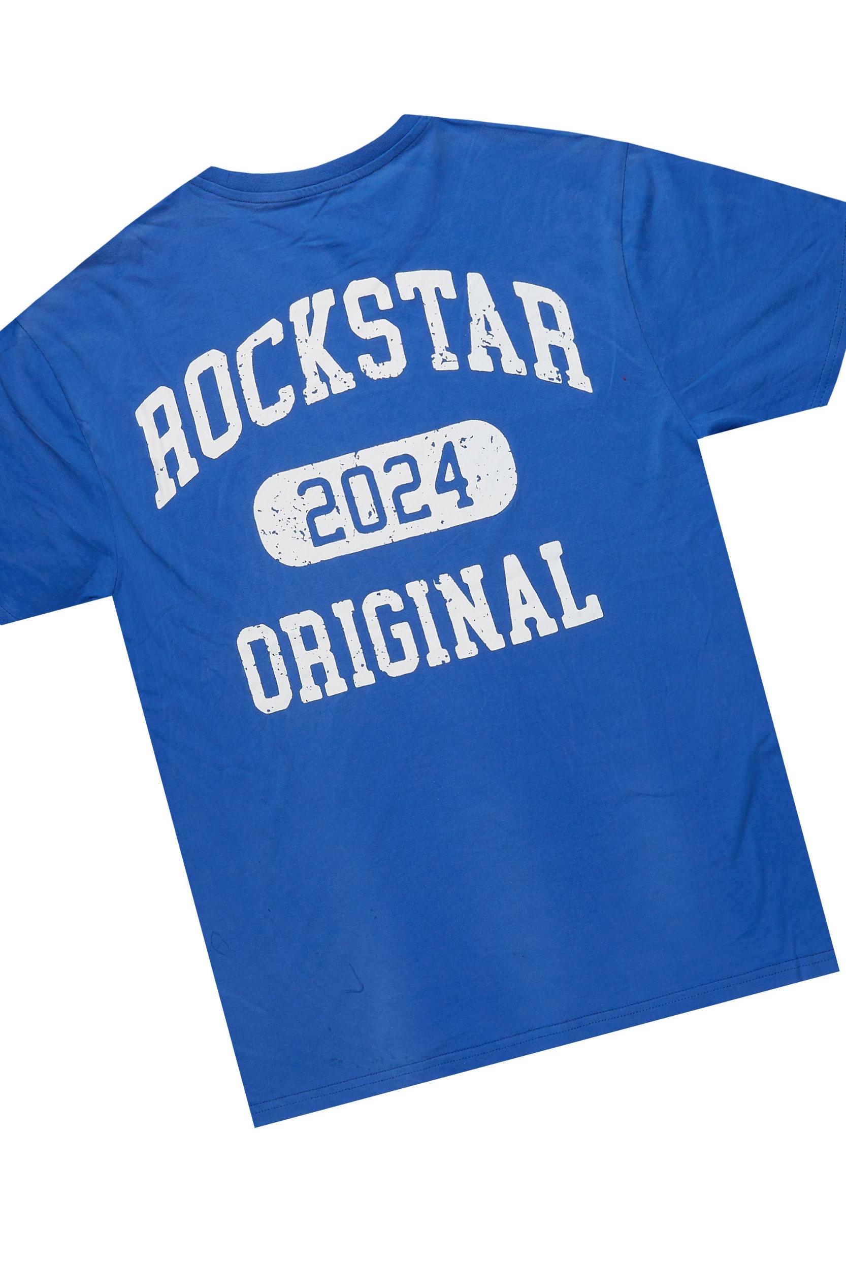 Lionela Royal Blue T-Shirt Snap Short Set Female Product Image