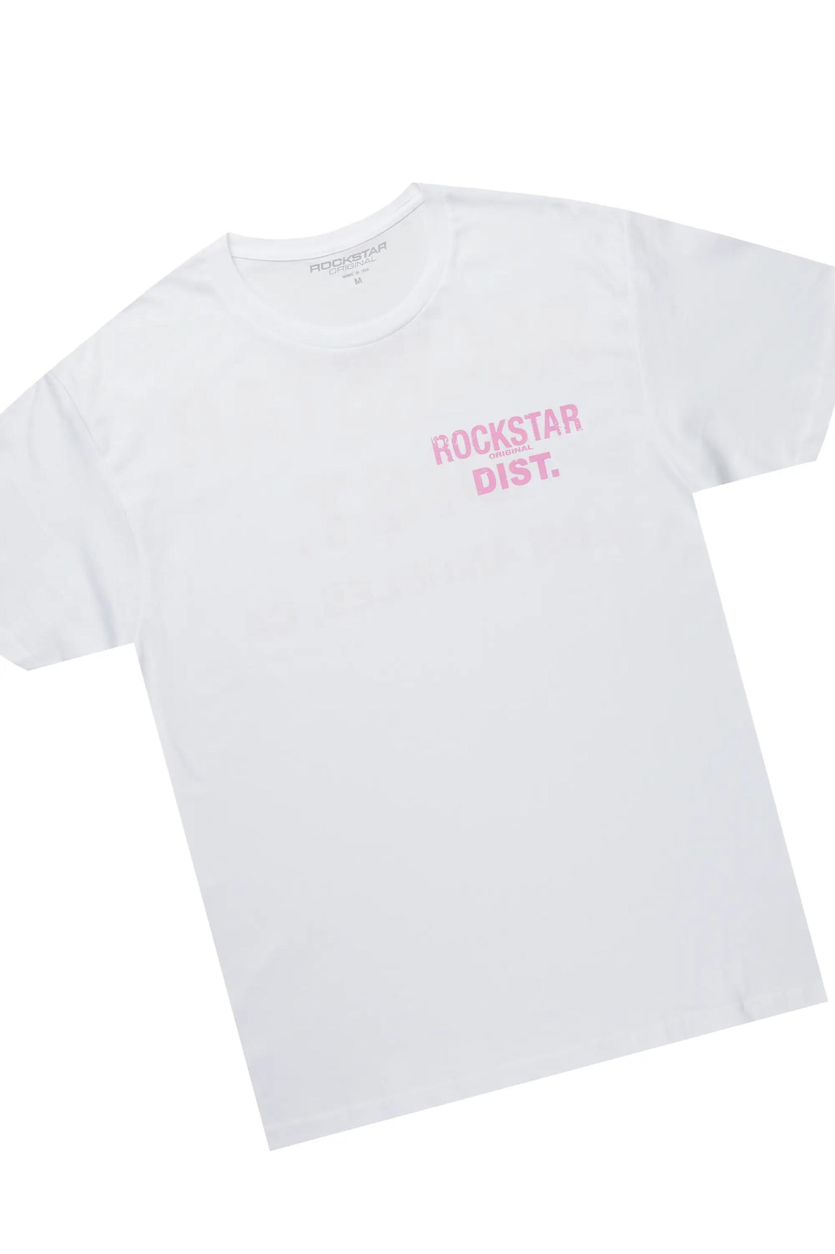 Andraila White/Pink T-Shirt Short Set Female Product Image