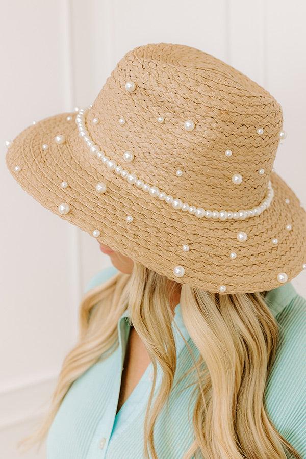 Yacht Club Pearl Embellished Raffia Hat Product Image