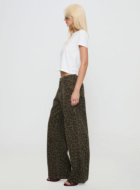 Briony Low Rise Wide Leg Jean Leopard Product Image
