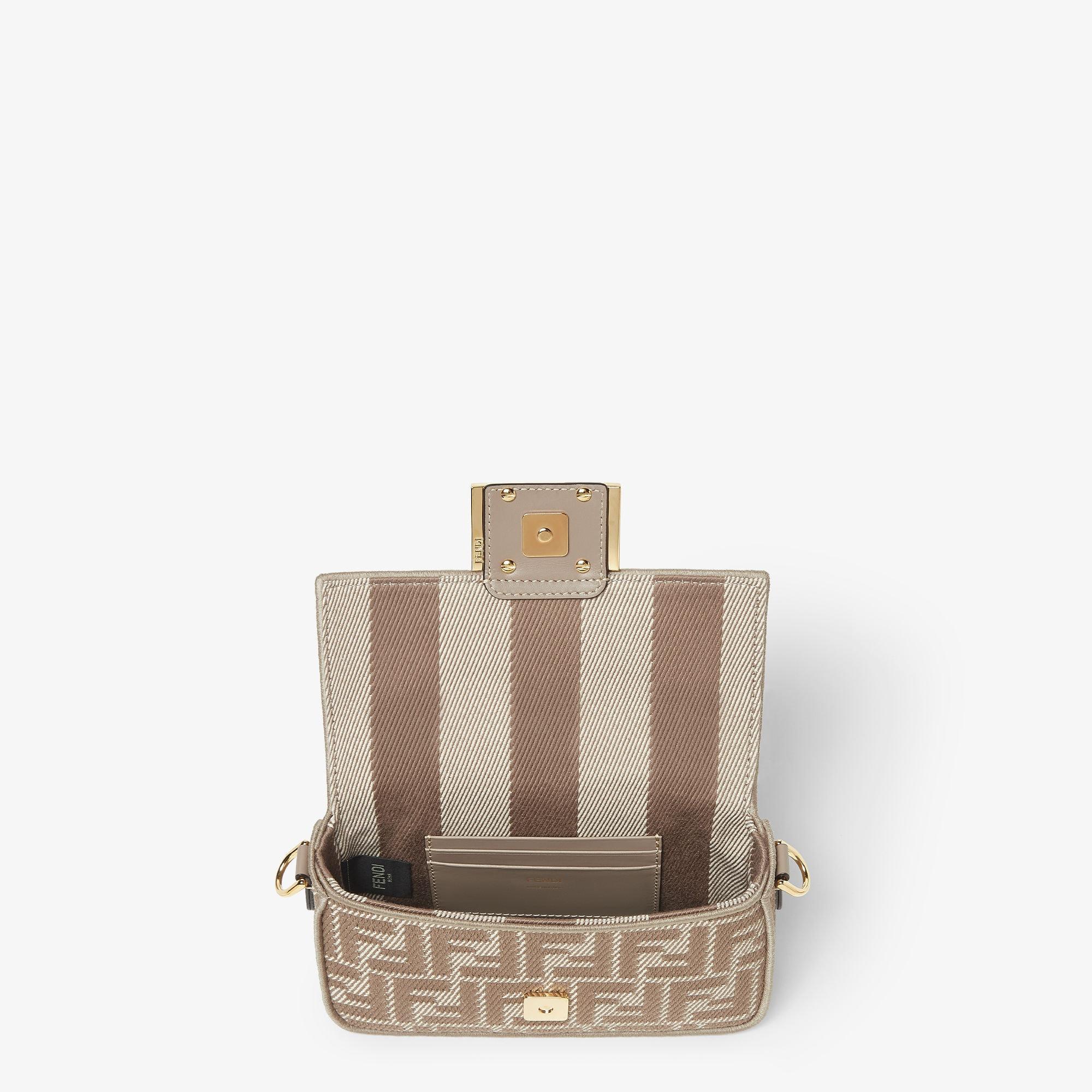 Baguette MiniDove gray denim-effect FF jacquard bag Product Image