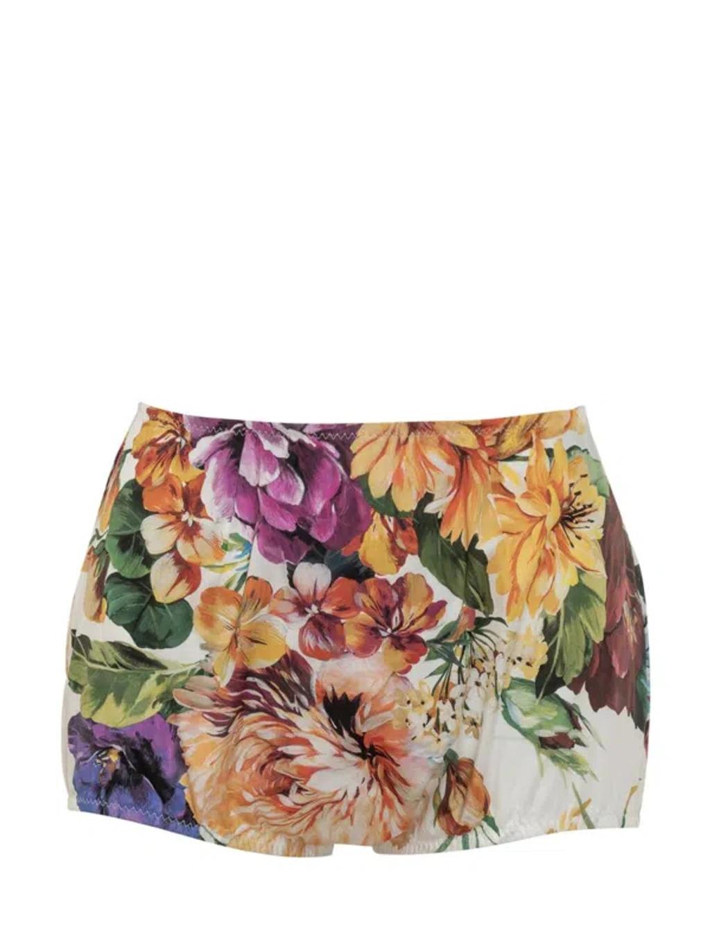 DOLCE & GABBANA Multicolor Sleeveless Dress With Bustier Style Neckline And All-over Floral Print In Cotton Woman Product Image