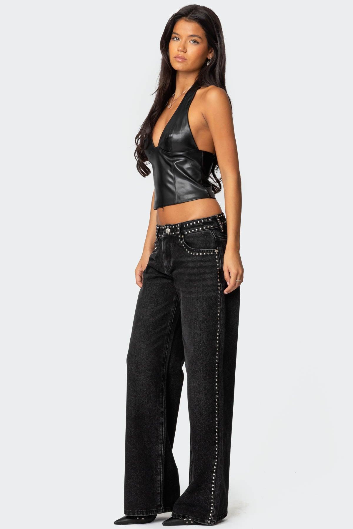 Quincy Studded Low Rise Baggy Jeans Product Image