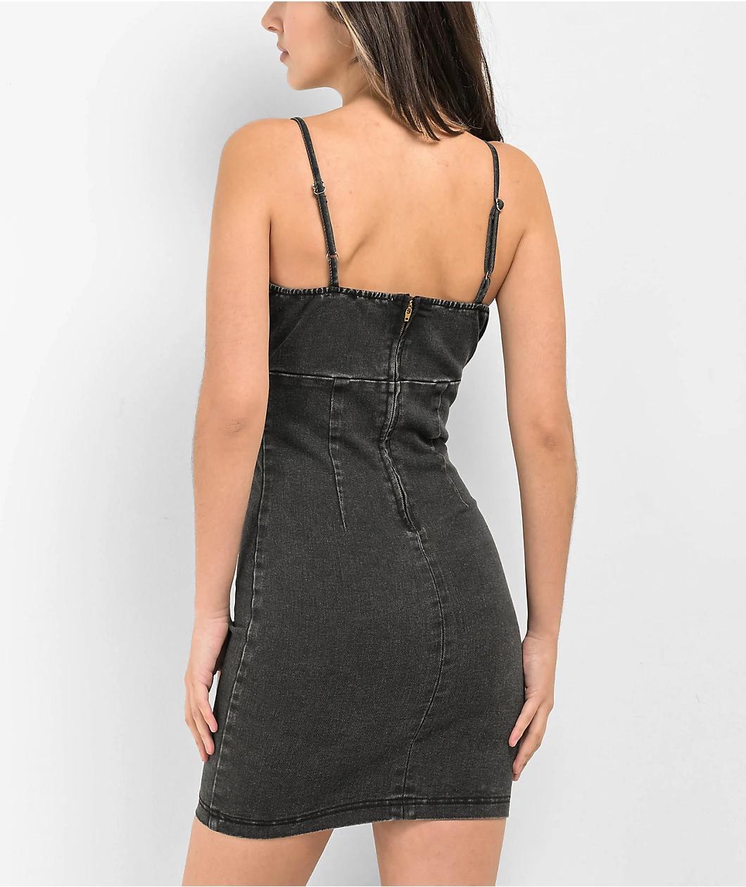Spicychix Black Denim Mini Dress Product Image