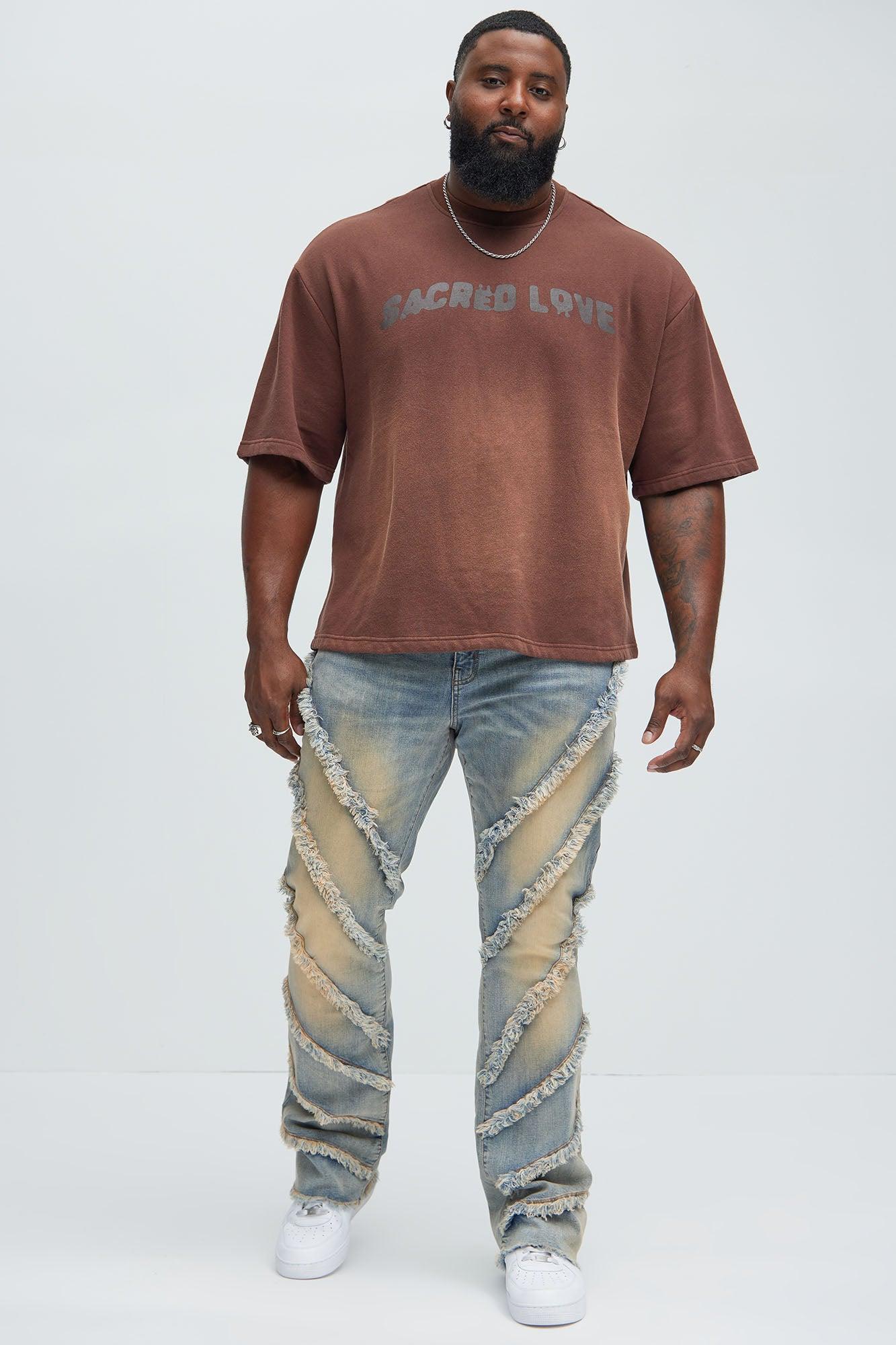 Slanted Fray Stacked Skinny Flare Jeans - Vintage Wash Product Image