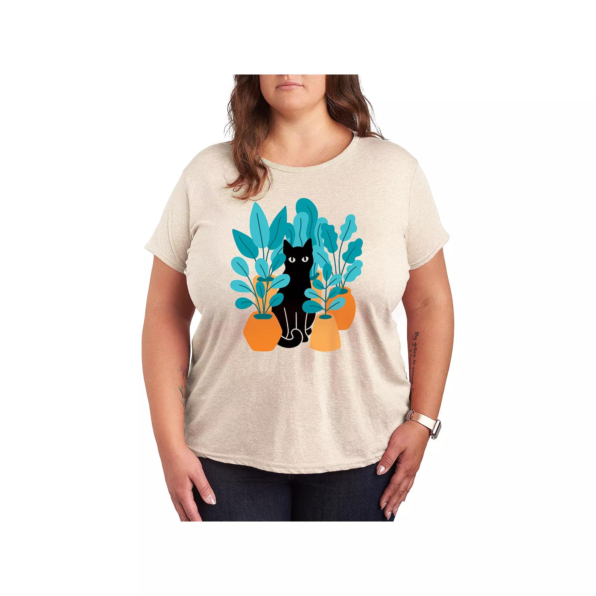 Plus Black Cat Plants Graphic Tee, Women's,  Product Image