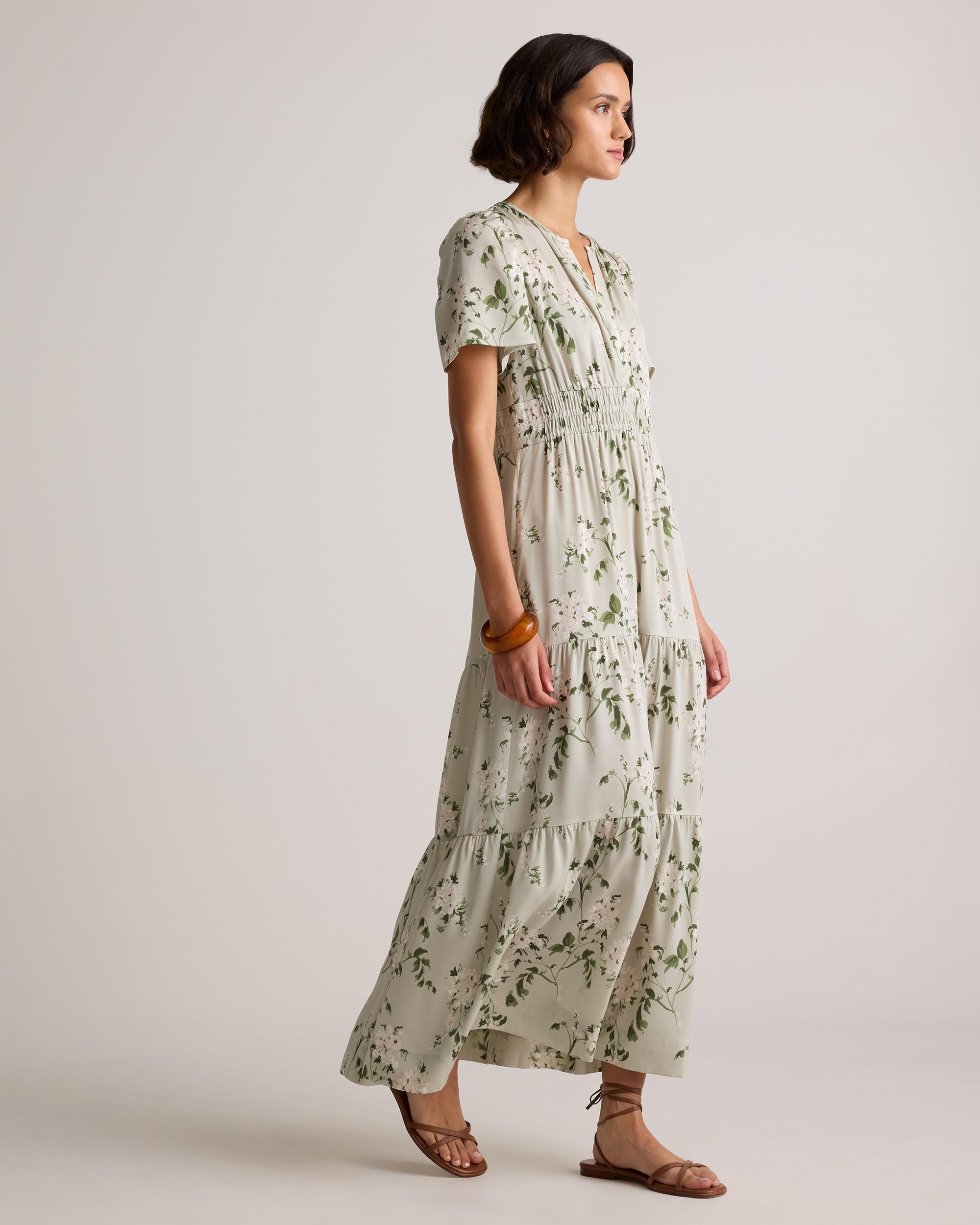 Quince | Women's Washable Stretch Silk Tiered Maxi Dress Size XS Product Image