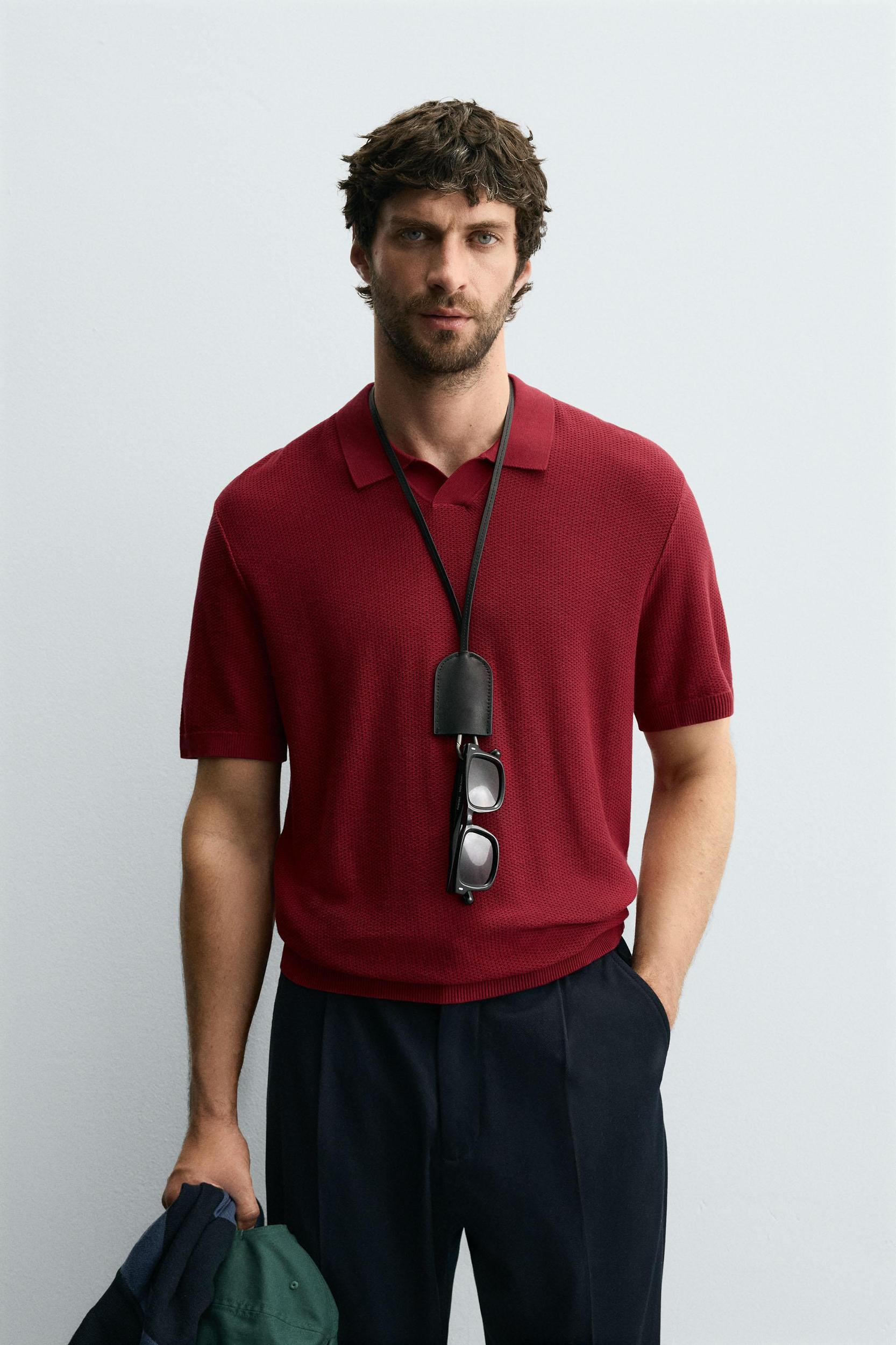TEXTURED KNIT POLO SHIRT Product Image