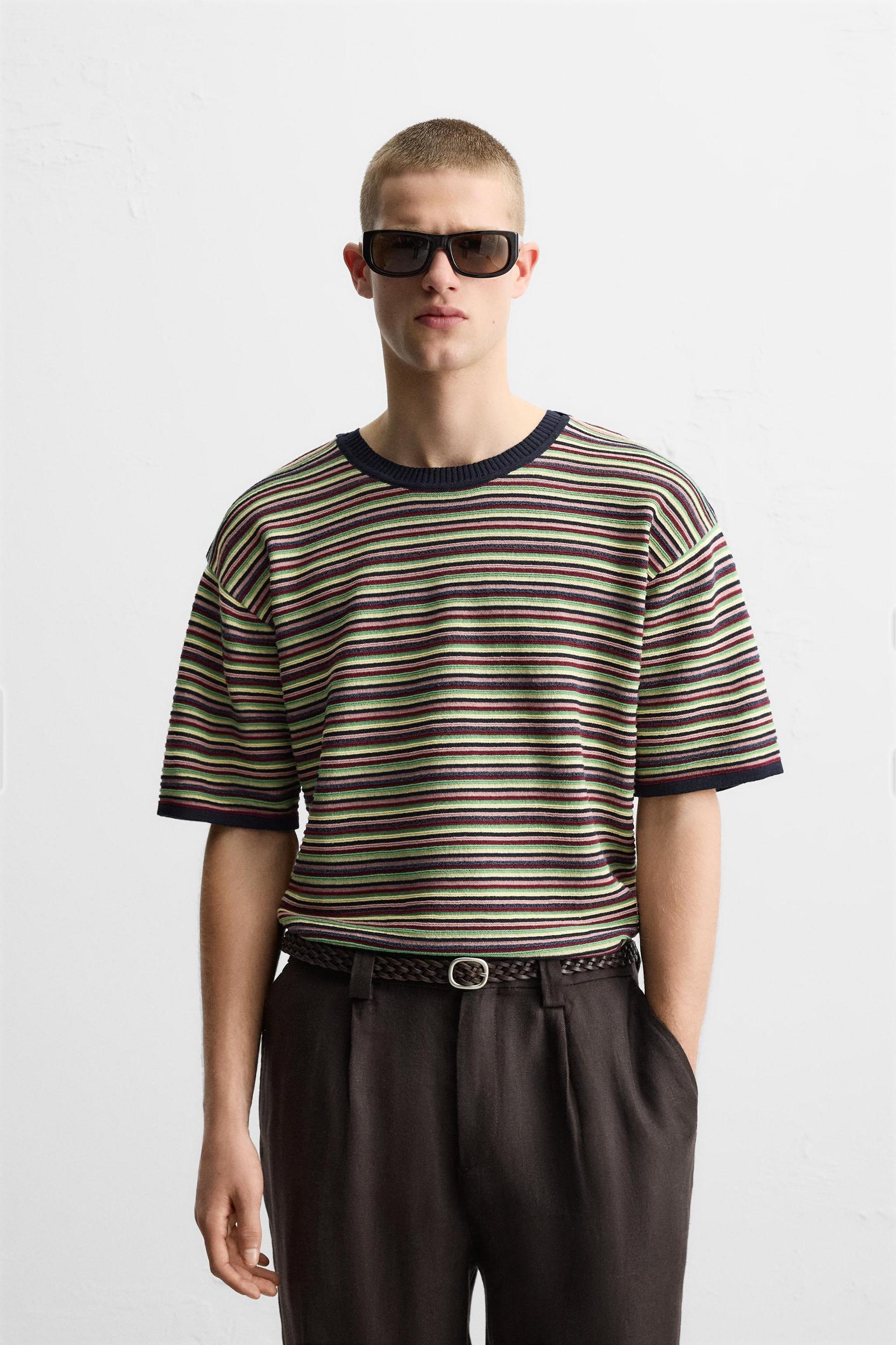 STRIPED KNIT T-SHIRT Product Image