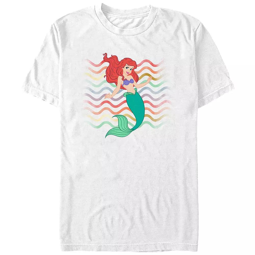 Disney's The Little Mermaid Juniors' Ariel Wavy Stripes Background Boyfriend Graphic Tee, Women's,  Product Image