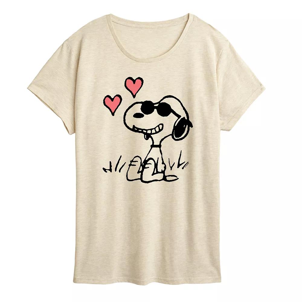 Women's Peanuts Snoopy Joe Cool Sitting Hearts Graphic Tee,  Product Image