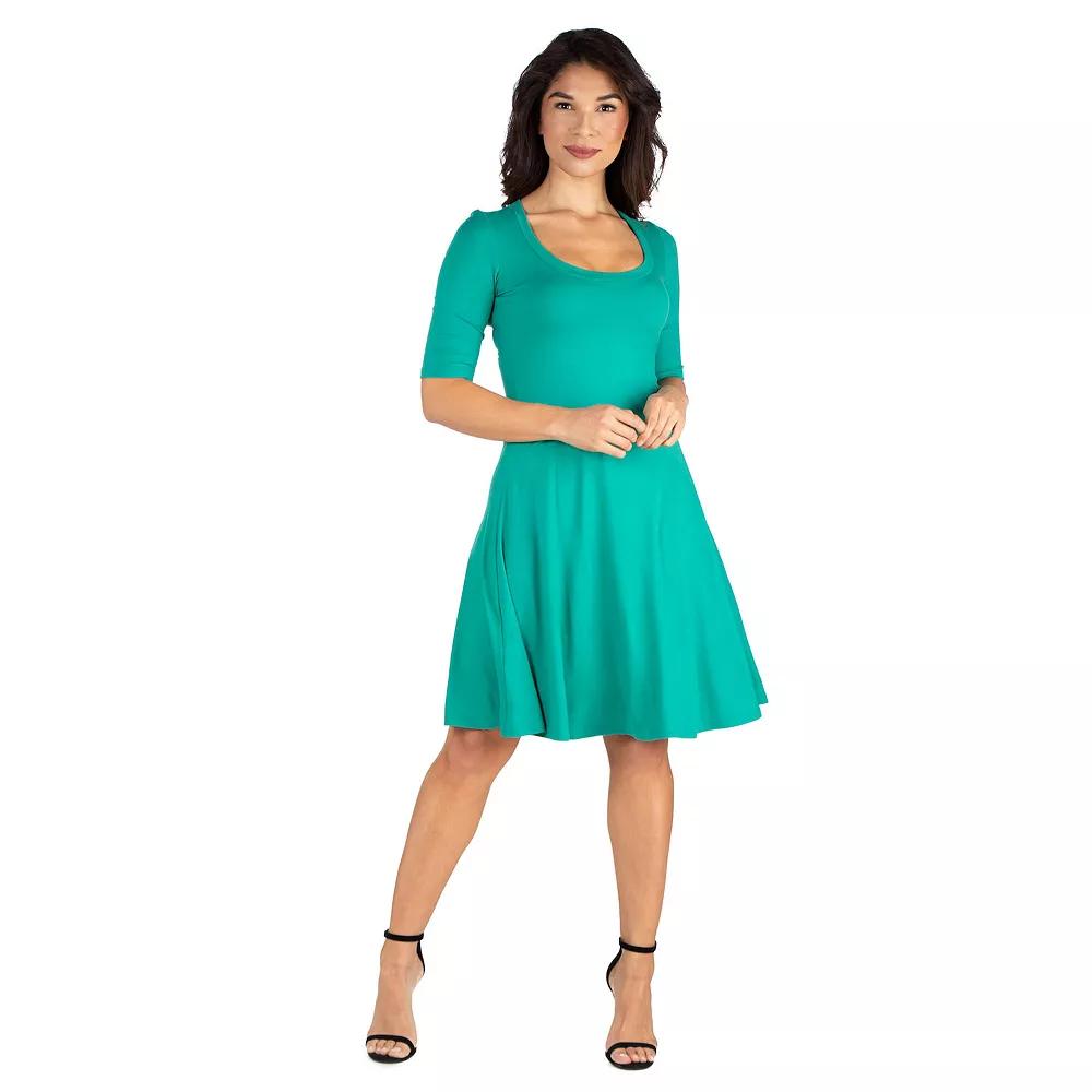 Women's 24seven Comfort Apparel Knee Length A-Line Dress,  Product Image