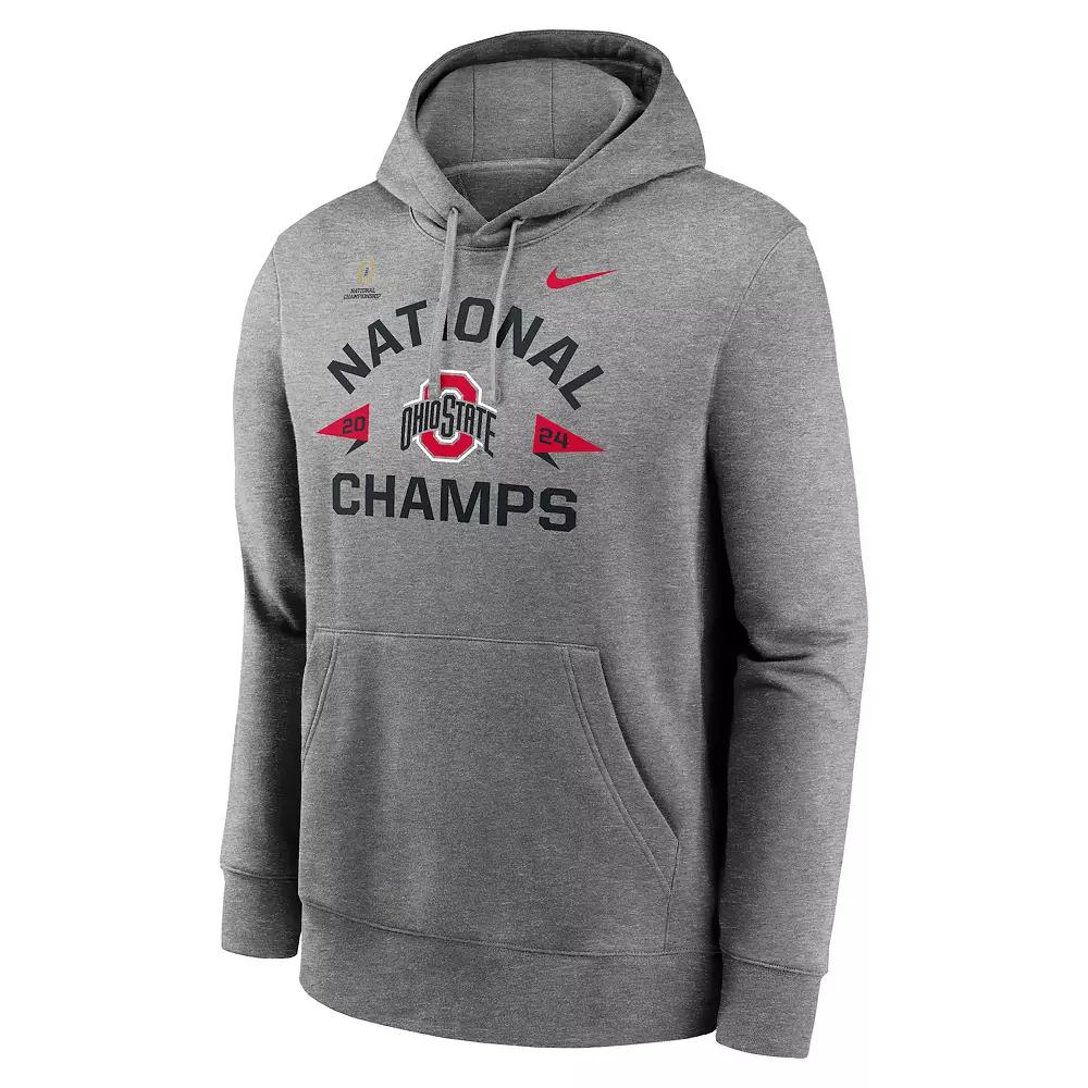 Men's Nike Heather Gray Ohio State Buckeyes College Football Playoff 2024 National Champions Arch Over Logo Pullover Hoodie, Size: Large Product Image