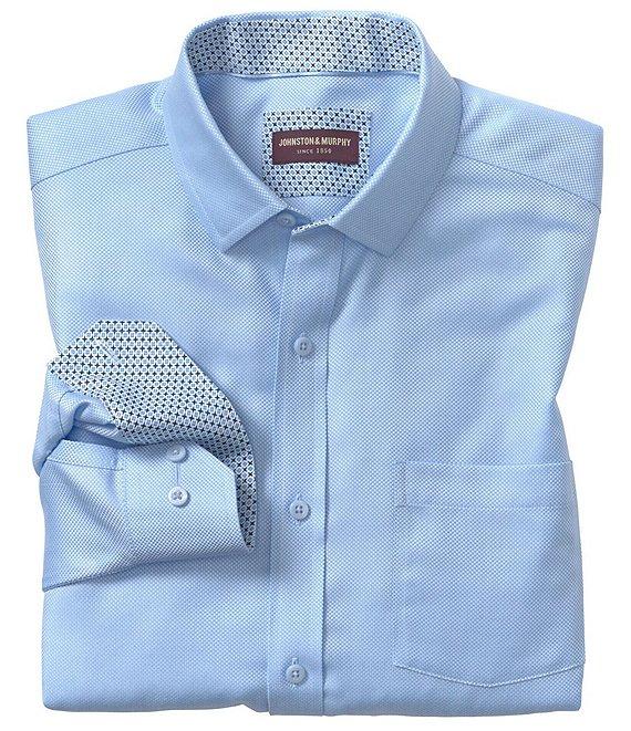 Johnston & Murphy Solid Birdseye Long Sleeve Woven Shirt Product Image