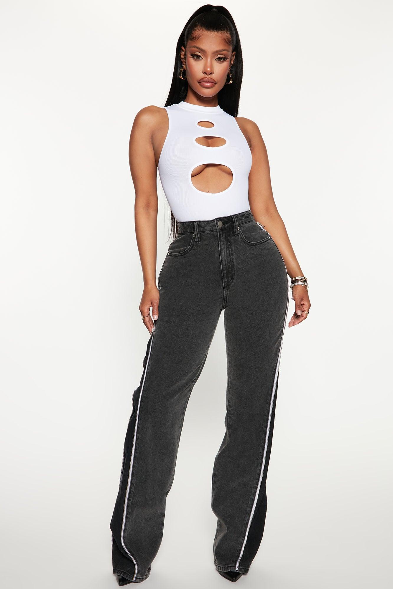 Zip It Up Straight Leg Jeans - Black Product Image