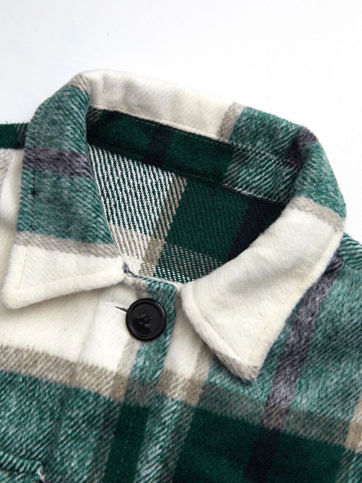 Shacket Vintage Pockets Over-sized Plaid Jacket Product Image