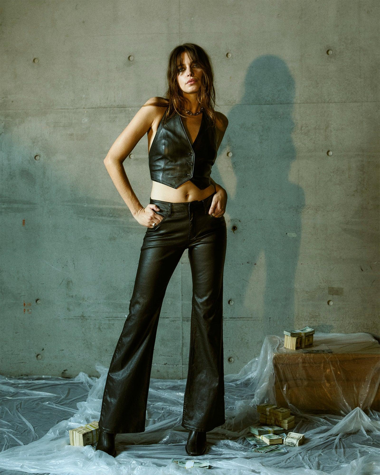 BRAZEN LEATHER WAISTCOAT BLACK Female Product Image